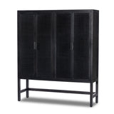 Featuring Caprice Black Wash Mango Cabinet by Four Hands at Amethyst Home. Double trouble in a large format cabinet.  Black woven rattan doors provide camouflaged storage.Overall Dimensions: 59"W x 17"L x 69"H
Collection: LeightonColors: Gunmetal ,Black Natural Cane ,Black Wash MangoMaterials: Iron ,Cane ,Solid Mango Weight: 154.54 lbs. Amethyst Home provides interior design, new construction, custom furniture, and area rugs in the Park City metro area.