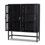 Featuring Caprice Black Wash Mango Cabinet by Four Hands at Amethyst Home. Double trouble in a large format cabinet.  Black woven rattan doors provide camouflaged storage.Overall Dimensions: 59"W x 17"L x 69"H
Collection: LeightonColors: Gunmetal ,Black Natural Cane ,Black Wash MangoMaterials: Iron ,Cane ,Solid Mango Weight: 154.54 lbs. Amethyst Home provides interior design, new construction, custom furniture, and area rugs in the San Diego metro area.