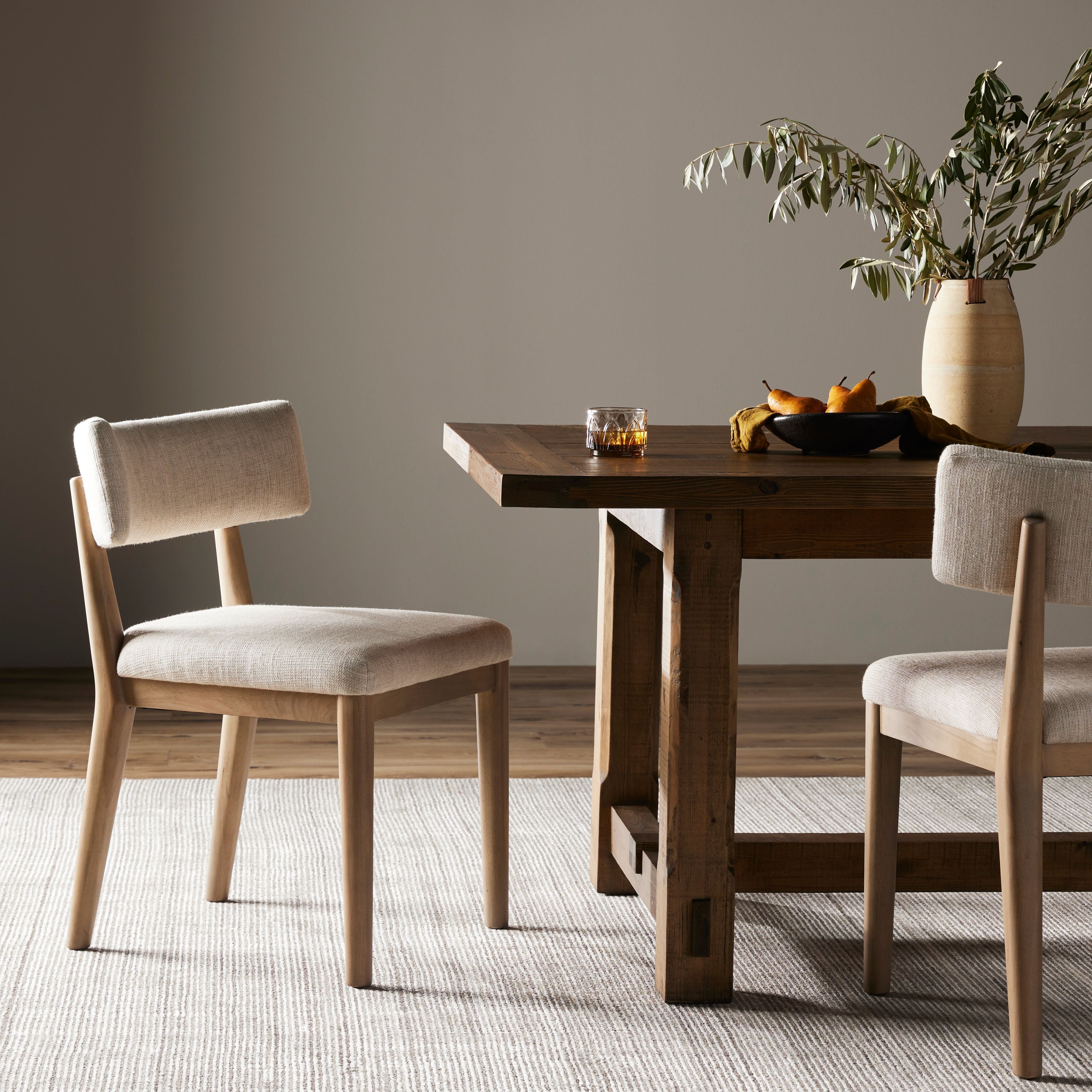Featuring Cardell Essence Natural Dining Chair by Four Hands at Amethyst Home. Natural parawood forms a curved barrel back for a shapely take on everyday dining, with textural off-white fabric that moves between styles with ease.Collection: CaswellColors: Essence Natural ,Washed Natural ParawoodMaterials: 49Vi,22Li,18Pl,11Co ,Solid Parawood Weight: 16.53 lbs. Amethyst Home provides interior design, new construction, custom furniture, and area rugs in the Los Angeles metro area.