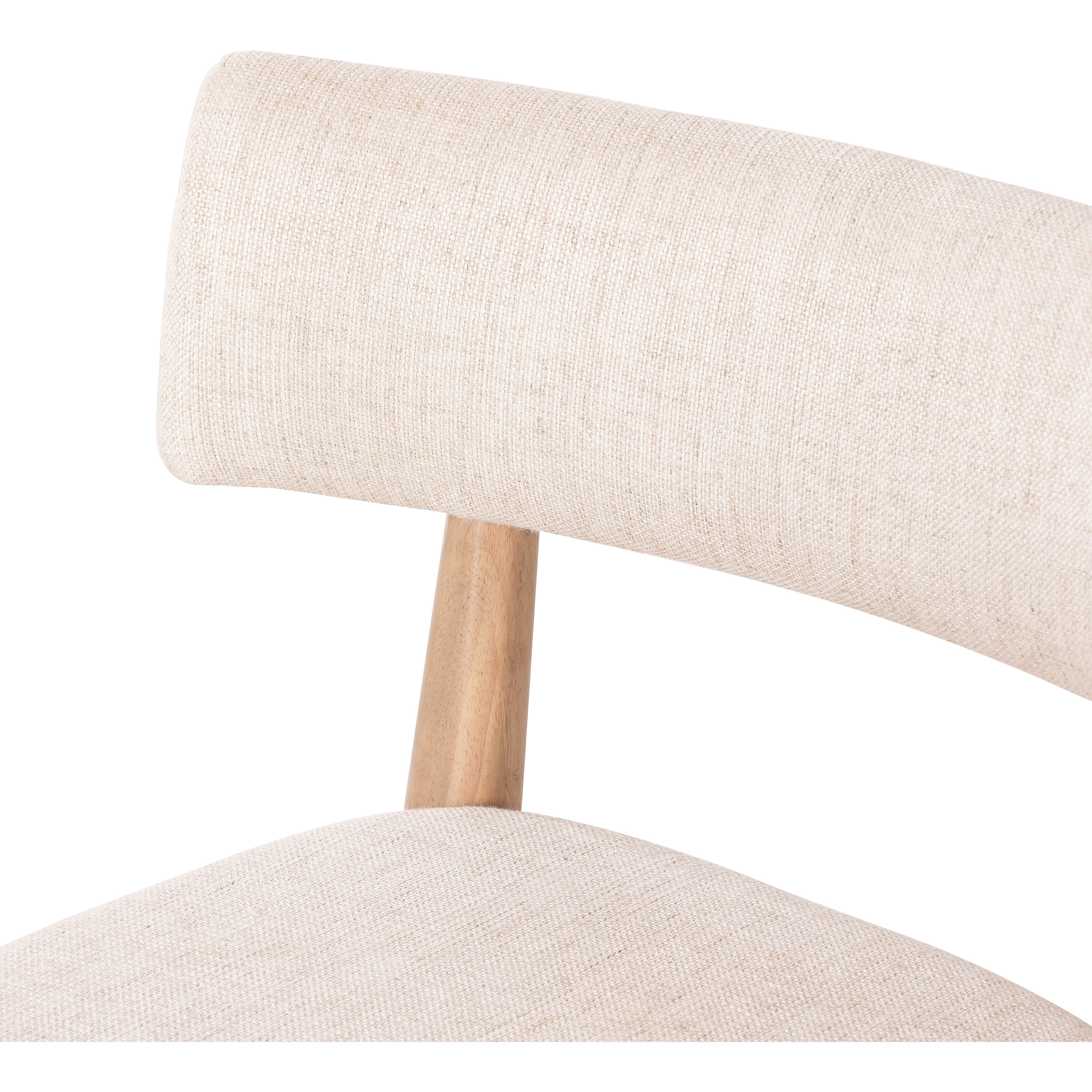 Featuring Cardell Essence Natural Dining Chair by Four Hands at Amethyst Home. Natural parawood forms a curved barrel back for a shapely take on everyday dining, with textural off-white fabric that moves between styles with ease.Collection: CaswellColors: Essence Natural ,Washed Natural ParawoodMaterials: 49Vi,22Li,18Pl,11Co ,Solid Parawood Weight: 16.53 lbs. Amethyst Home provides interior design, new construction, custom furniture, and area rugs in the Washington metro area.