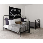 Featuring Winston Bed by Four Hands at Amethyst Home. Vintage style for a classic bedroom look.  Durable, heavy iron makes for a supportive, wiggle-free bed.
King Size Overall Dimensions: 77.50"W x 83.50"L x 51"HQueen Size Overall Dimensions: 61.50"W x 84"L x 51.50"HTwin Size Overall Dimensions: 40.50"W x 78.50"L x 51"H
Colors: Sandblasted Vintage Blac.  Amethyst Home provides interior design, new home construction design consulting, vintage area rugs, and lighting in the Newport Beach metro area.