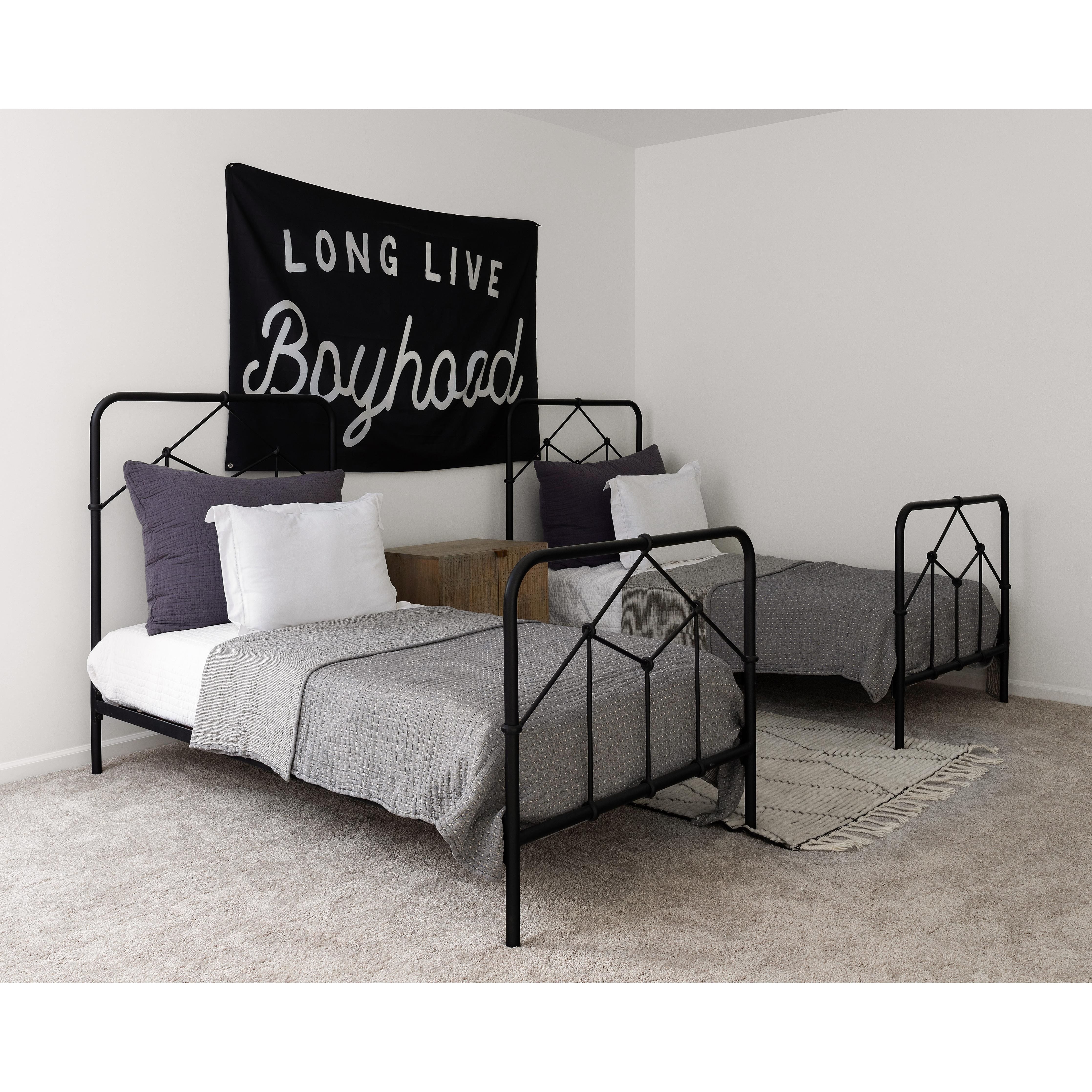 Featuring Winston Bed by Four Hands at Amethyst Home. Vintage style for a classic bedroom look.  Durable, heavy iron makes for a supportive, wiggle-free bed.
King Size Overall Dimensions: 77.50"W x 83.50"L x 51"HQueen Size Overall Dimensions: 61.50"W x 84"L x 51.50"HTwin Size Overall Dimensions: 40.50"W x 78.50"L x 51"H
Colors: Sandblasted Vintage Blac.  Amethyst Home provides interior design, new home construction design consulting, vintage area rugs, and lighting in the Newport Beach metro area.