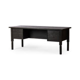 Featuring Concord Charcoal Oak Desk by Four Hands at Amethyst Home. Made from oak veneer with a deep charcoal finish, this executive-size desk delivers ultimate storage, including four drawers on one side plus six open cubbies on the other, granting the option to float-style in a room. Partially turned legs add a design-forward finishing touch.Overall Dimensions: 75"W x 30"L x 30. Amethyst Home provides interior design, new construction, custom furniture, and area rugs in the Calabasas metro area.