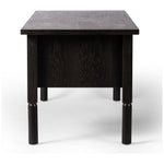 Featuring Concord Charcoal Oak Desk by Four Hands at Amethyst Home. Made from oak veneer with a deep charcoal finish, this executive-size desk delivers ultimate storage, including four drawers on one side plus six open cubbies on the other, granting the option to float-style in a room. Partially turned legs add a design-forward finishing touch.Overall Dimensions: 75"W x 30"L. Amethyst Home provides interior design, new construction, custom furniture, and area rugs in the Salt Lake City metro area.