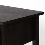 Featuring Concord Charcoal Oak Desk by Four Hands at Amethyst Home. Made from oak veneer with a deep charcoal finish, this executive-size desk delivers ultimate storage, including four drawers on one side plus six open cubbies on the other, granting the option to float-style in a room. Partially turned legs add a design-forward finishing touch.Overall Dimensions: 75"W x 30"L x 3. Amethyst Home provides interior design, new construction, custom furniture, and area rugs in the Scottsdale metro area.