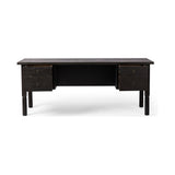 Featuring Concord Charcoal Oak Desk by Four Hands at Amethyst Home. Made from oak veneer with a deep charcoal finish, this executive-size desk delivers ultimate storage, including four drawers on one side plus six open cubbies on the other, granting the option to float-style in a room. Partially turned legs add a design-forward finishing touch.Overall Dimensions: 75"W x 30"L x 30"H. Amethyst Home provides interior design, new construction, custom furniture, and area rugs in the Seattle metro area.