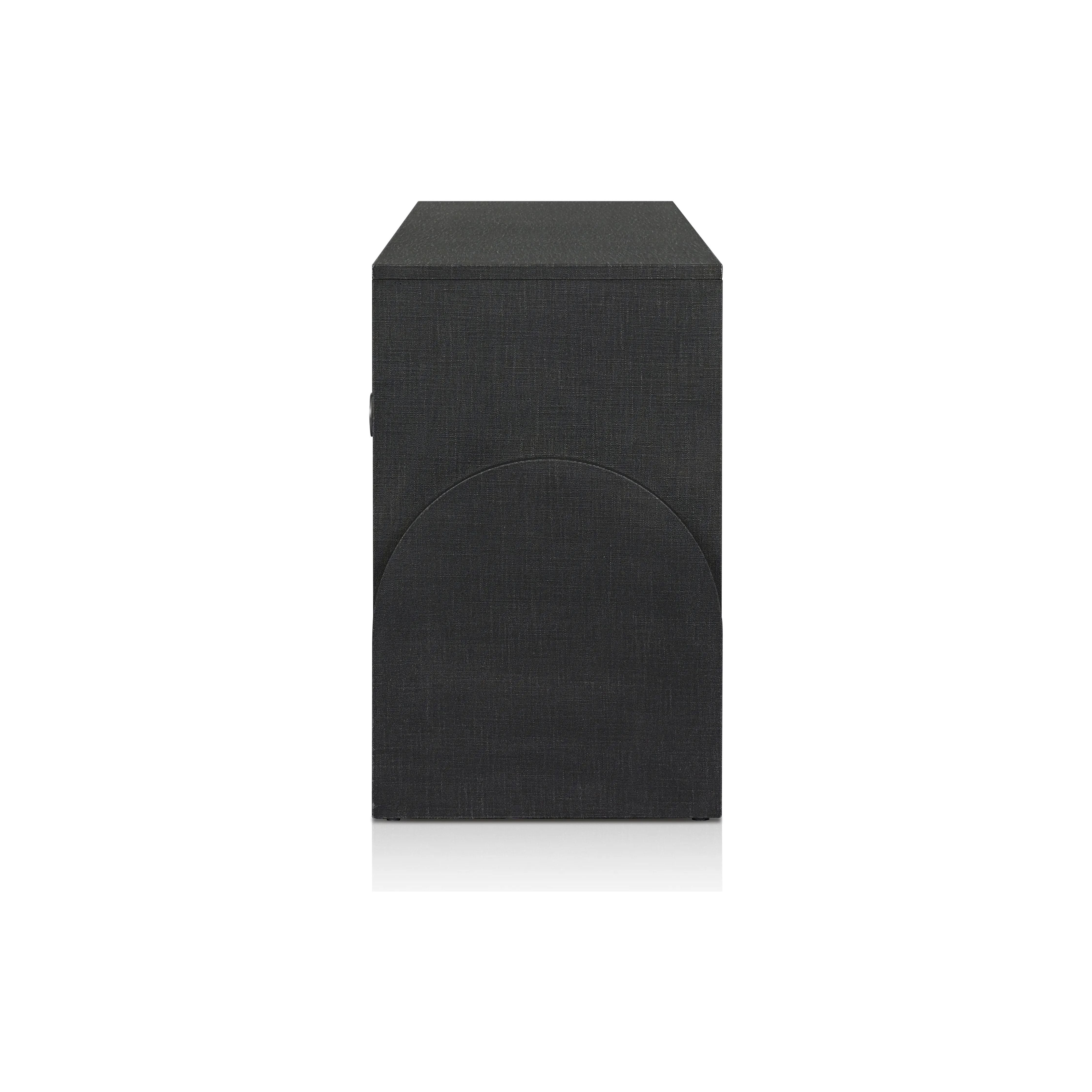 Featuring Cressida Black Linen Sideboard by Four Hands at Amethyst Home. Talk about novelty. Made from painted black linen, arched legs soften otherwise clean, modern shaping. Gunmetal, half-moon iron hardware completes the look. Rear cutouts for cord management.Overall Dimensions: 72"W x 19"L x 30"H
Collection: CallahanColors: Black Linen ,GunmetalMaterials: . Amethyst Home provides interior design, new home construction design consulting, vintage area rugs, and lighting in the Dallas metro area.