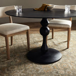 Featuring Daffin Black Antique Round Bistro Table by Four Hands at Amethyst Home. Finished in an antique black, raw aluminum shapes a bistro-style dining table with a turned, geometric look. Seats four comfortably.
Collection: MarlowColors: Black AntiqueMaterials: AluminumOverall Dimensions: 48"W x 48"L x 30.50"H Weight: 124.95 lbs. Amethyst Home provides interior design, new construction, custom furniture, and area rugs in the Seattle metro area.