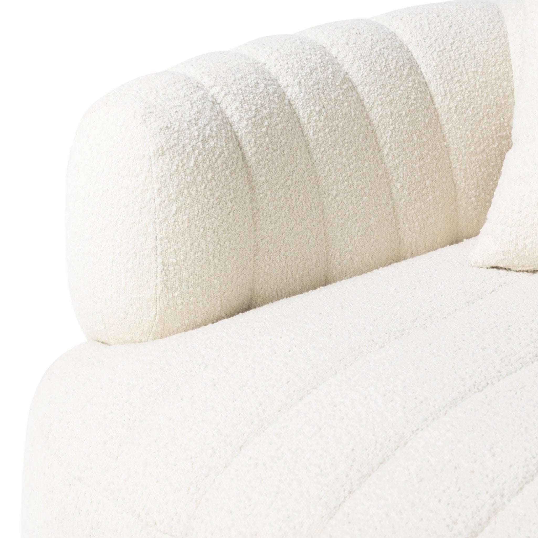 Featuring Doss Terra Brown Oak Media Lounger by Four Hands at Amethyst Home. The ultimate in polished media style seating has arrived. Framed in oak, this lounger is constructed with two separate pieces — the seat and the back — and accompanied by four toss cushions. The lounger features evenly spaced spring suspension and a heavy boucle upholstery stit. Amethyst Home provides interior design, new home construction design consulting, vintage area rugs, and lighting in the San Diego metro area.