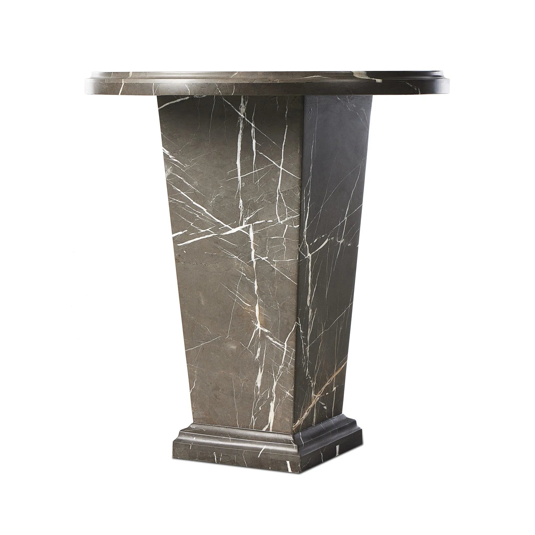 Featuring Eslo Grey Italian Marble End Table by Four Hands at Amethyst Home. Inspired by Roman columns, a versatile end table of grey Italian marble works a sophisticated touch into any room.Collection: ElementColors: Grey Italian MarbleMaterials: Solid Marble ,Engineered Hardwood Weight: 85.62 lbs. Amethyst Home provides interior design, new home construction design consulting, vintage area rugs, and lighting in the Charlotte metro area.