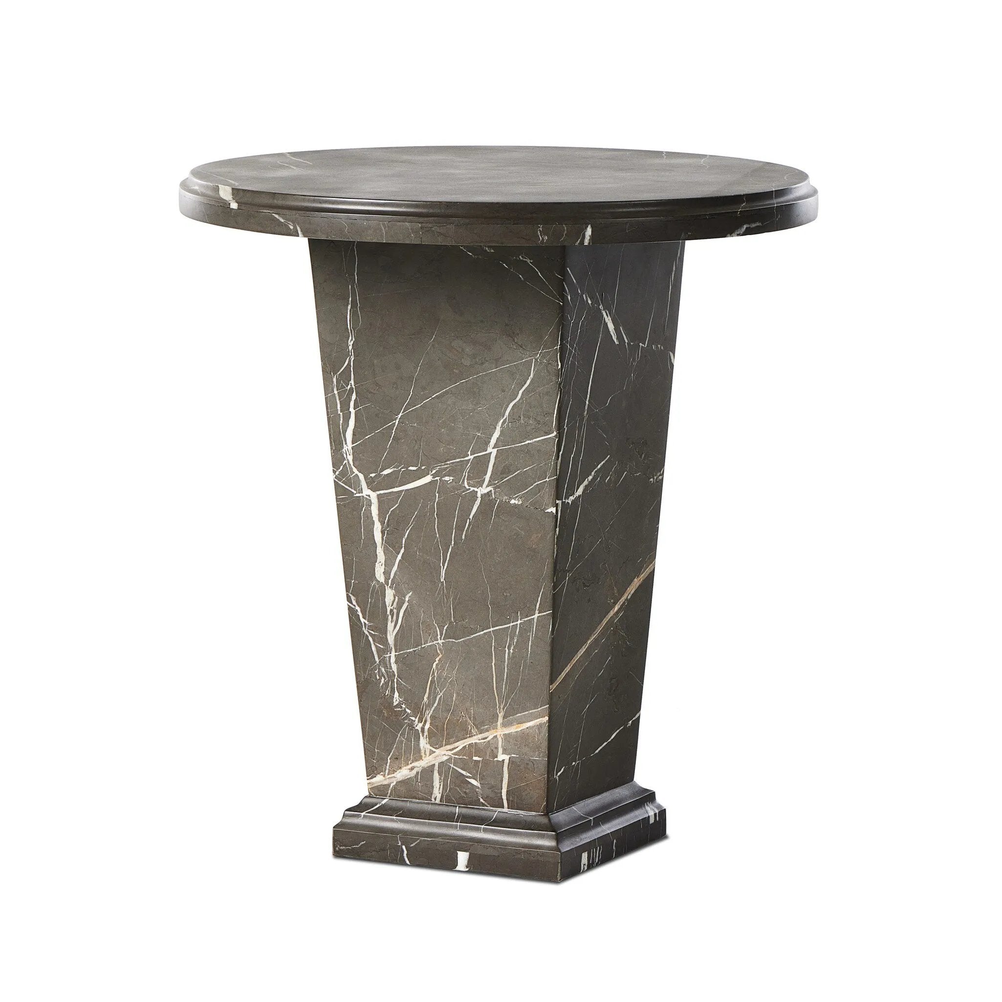 Featuring Eslo Grey Italian Marble End Table by Four Hands at Amethyst Home. Inspired by Roman columns, a versatile end table of grey Italian marble works a sophisticated touch into any room.Collection: ElementColors: Grey Italian MarbleMaterials: Solid Marble ,Engineered Hardwood Weight: 85.62 lbs. Amethyst Home provides interior design, new home construction design consulting, vintage area rugs, and lighting in the Houston metro area.