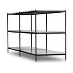 Featuring Felix Large Console Table by Four Hands at Amethyst Home. Hammered grey-finished iron frames three tiers of polished white marble, for an open look with plenty of surface space.
Overall Dimensions: 78"W x 20"L x 31"HColors: Hammered Grey W/Clear Powder Coat , Polished White MarbleMaterials: Iron , Solid MarbleWeight: 343.17Clearance from Floor: 4"Distance Between Legs (F. Amethyst Home provides interior design, new construction, custom furniture and area rugs in the Washington metro area