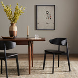 Featuring Franco Sonoma Black Upholstered Dining Chair by Four Hands at Amethyst Home. A fresh, exaggerated take on the wing-back dining chair. Finished a classic jet black, a mix of solid ash and ash veneer makes a modern and shapely seating statement with midcentury undertones. Complemented by a cushioned seat in black top-grain leather exclusive to Four Hands.Overall Dimen. Amethyst Home provides interior design, new construction, custom furniture, and area rugs in the Winter Garden metro area.