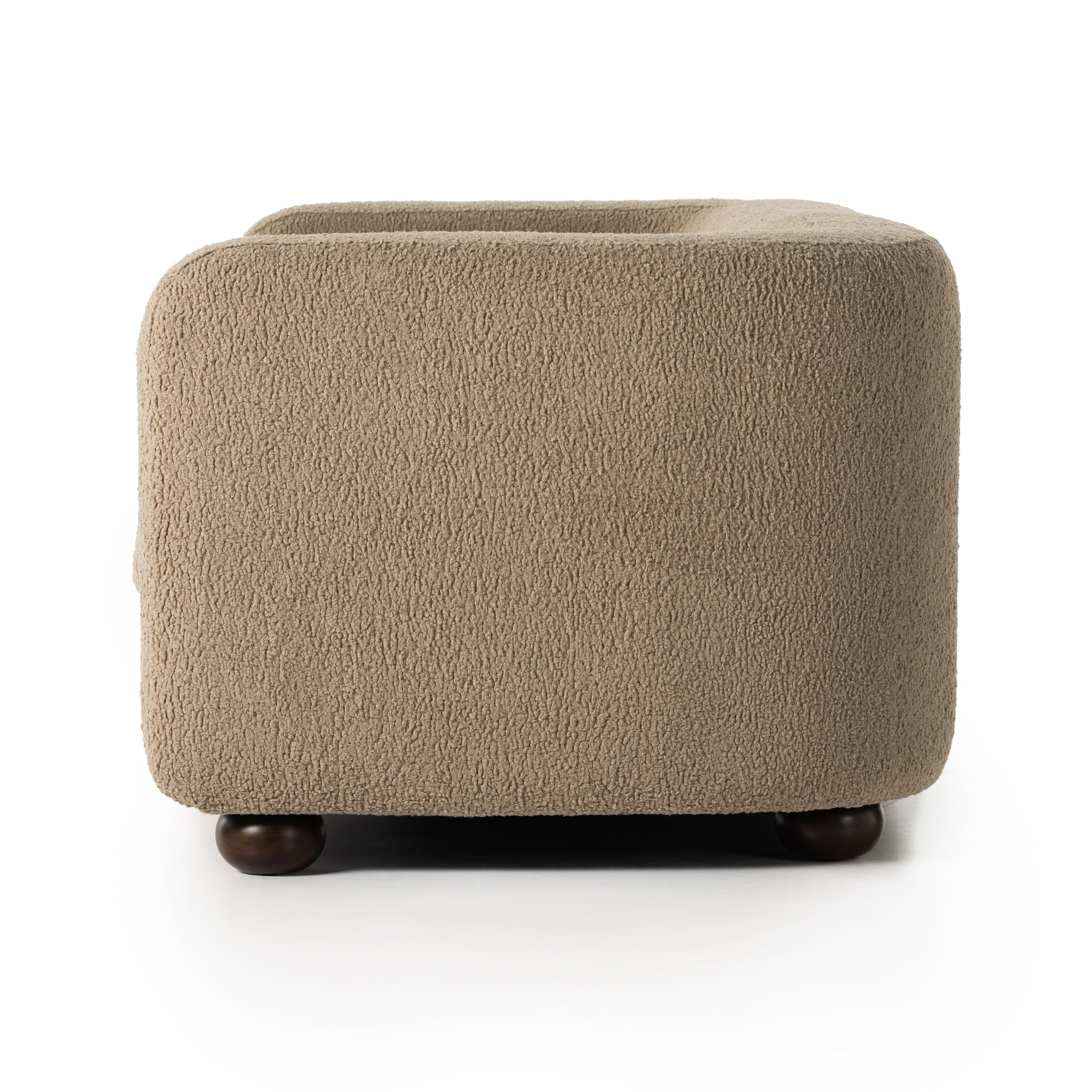 Inspired by vintage flea market finds, the Gidget Sheepskin Camel Sofa is a faux shearling-upholstered sofa pairs that is simple silhouette with clean, sweeping curves. Bench-seat cushioning plus feather-blend seating for total comfort. Amethyst Home provides interior design services, furniture, rugs, and lighting in the Portland metro area.