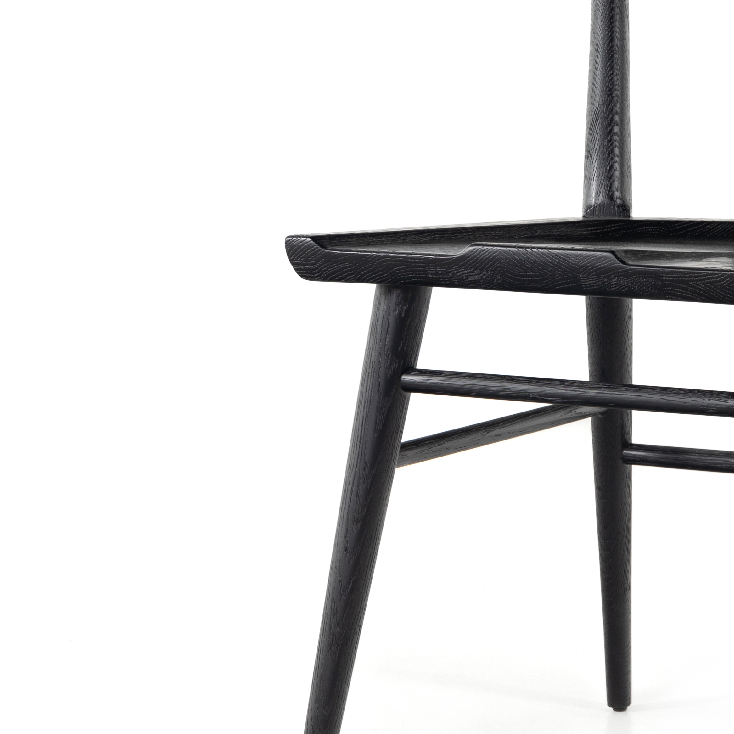 Featuring Gregory Dining Chair - Black Oak by Four Hands at Amethyst Home. Finished in a beautifully classic washed oak, the Gregory Black Oak Dining Chair features a yoke-like back and widened supports, placing a fresh twist on the traditional Windsor.
Size: 19.75"W x 21.75"L x 35"HSeat Depth: 17.75"Seat Height: 19"Seat Construction: Wooden Platform
Colors: Black OakMaterials: Solid O. Amethyst Home provides interior design, new construction, custom furniture, and rugs for the Atlanta metro area.