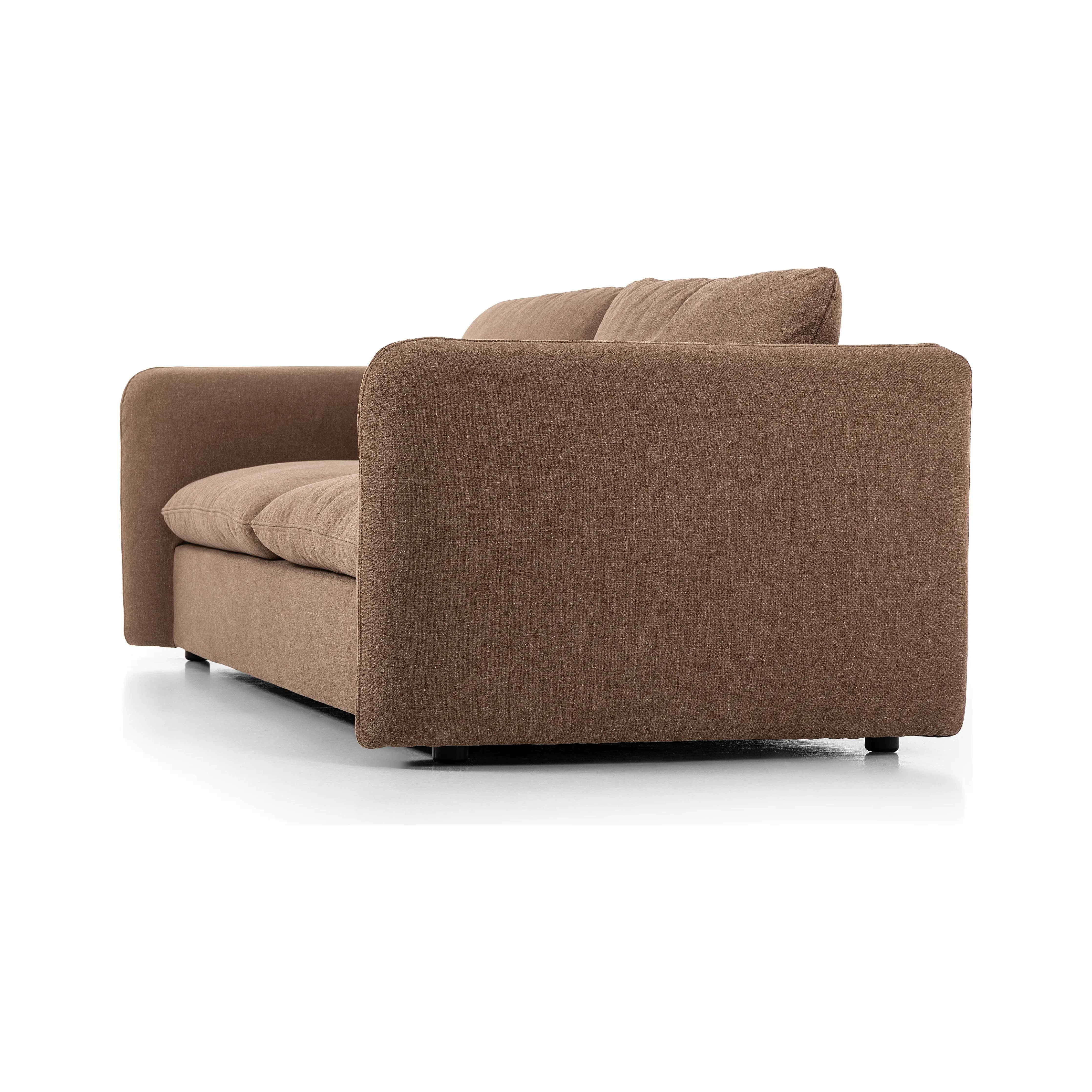 Featuring Ingel Antwerp Cafe Sofa by Four Hands at Amethyst Home. Inflated, pillow-inspired cushioning all around brings cozy comfort to the room. High-performance linen offers the best of both worlds on this plush and welcoming sofa. Inflated arms, feather-fiber blend cushioning and a soft, durable linen fabric make this spacious sofa a smart solution for . Amethyst Home provides interior design, new home construction design consulting, vintage area rugs, and lighting in the Nashville metro area.