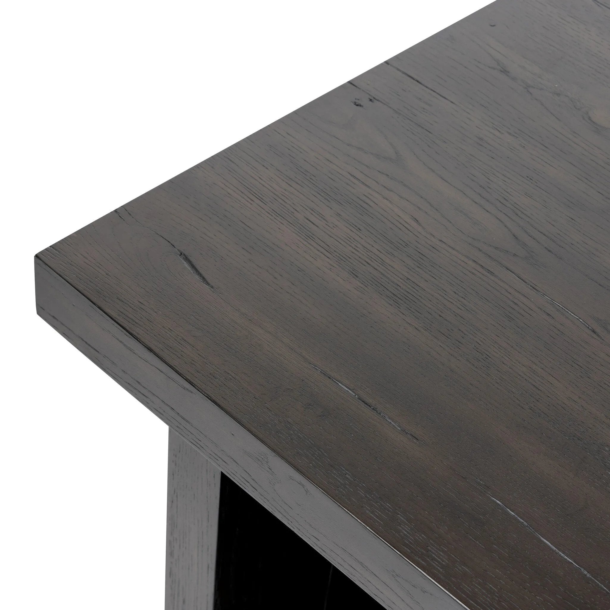 Featuring Isaac Smoked Black End Table by Four Hands at Amethyst Home. A versatile end table of smoked black oak features joint and connection construction for a design-forward look. Visible knots and graining add character.Collection: HaidenColors: Smoked Black VeneerMaterials: Thick Oak Veneer ,Solid Oak Weight: 45.19 lbs. Amethyst Home provides interior design, new home construction design consulting, vintage area rugs, and lighting in the Portland metro area.