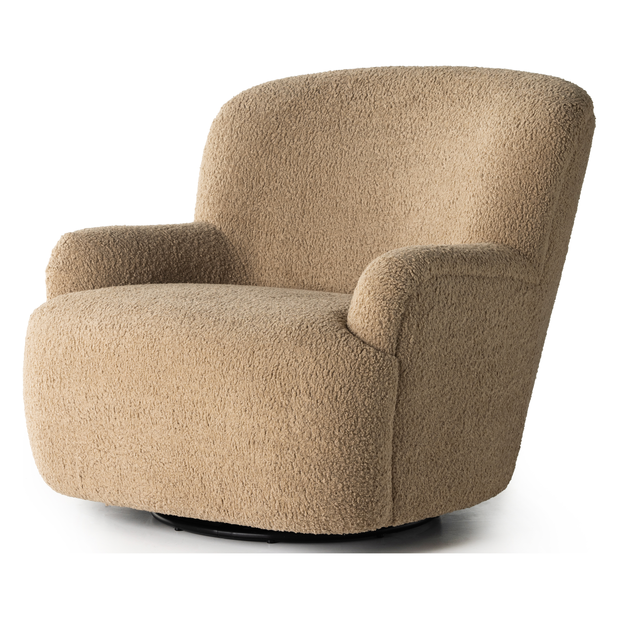 Featuring Kadon Swivel Chair in Sheepskin Camel by Four Hands at Amethyst Home. Simply classic. The Kadon Swivel Chair features a high wing back and pairs with softly rolled arms for a curvy look and supportive sit. Camel-colored shearling-upholstered seating tops a 360-degree swivel for total modernity.
Overall Dimensions: 35.50"W x 39"L x 32.75"HColo. Amethyst Home provides interior design, new home construction design consulting, vintage area rugs, and lighting in the Salt Lake City metro area.
