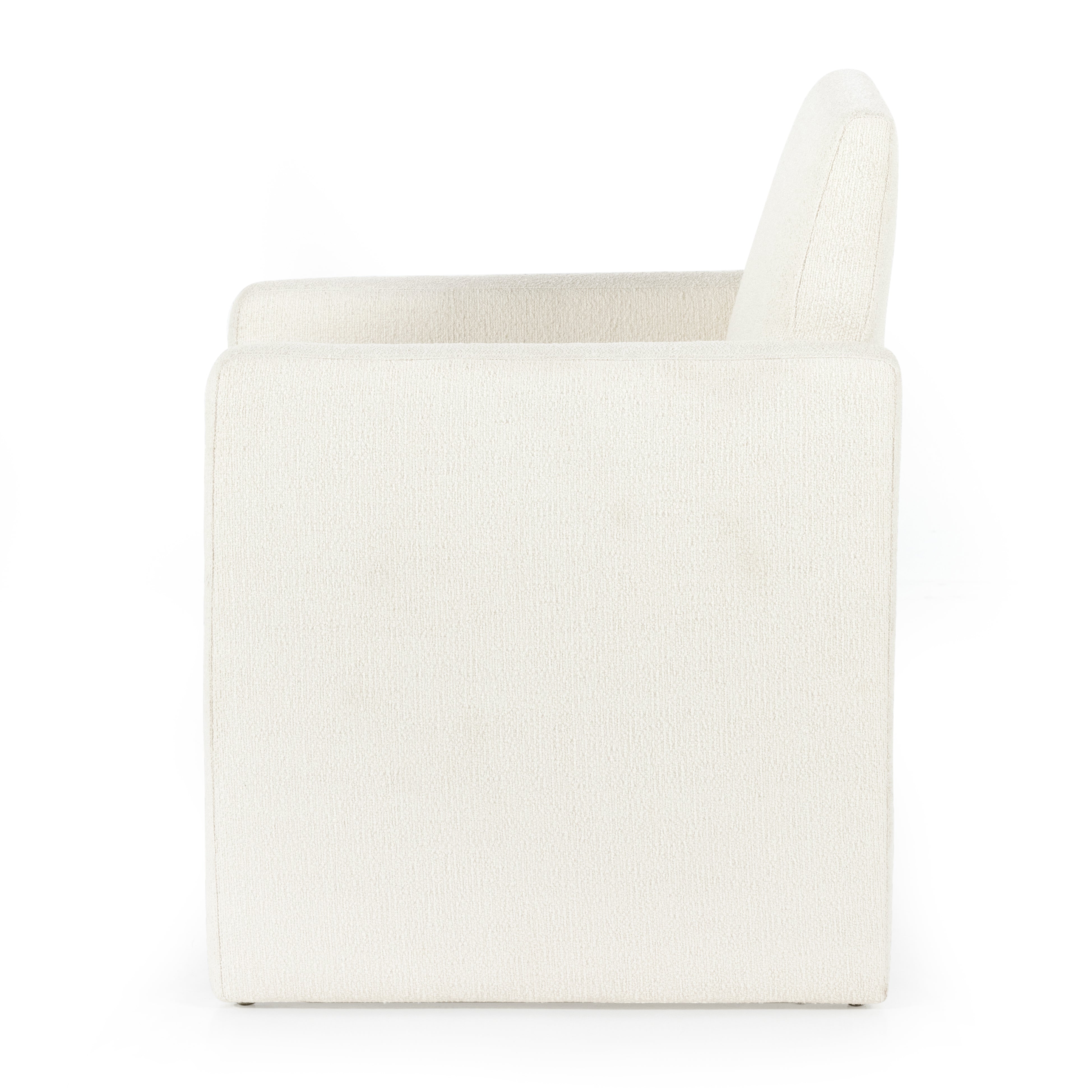 Featuring Kima Fayette Cloud Dining Chair by Four Hands at Amethyst Home. High style meets everyday sensibility. Upholstered Kima Fayette Cloud Dining Chair in cream-colored high-performance fabric, soft, voluminous shaping and grand scale dole a dramatic look to this sophisticated seating style. Performance fabrics are specially created to withstand spills. Amethyst Home provides interior design, new home construction design consulting, vintage area rugs, and lighting in the Calabasas metro area.