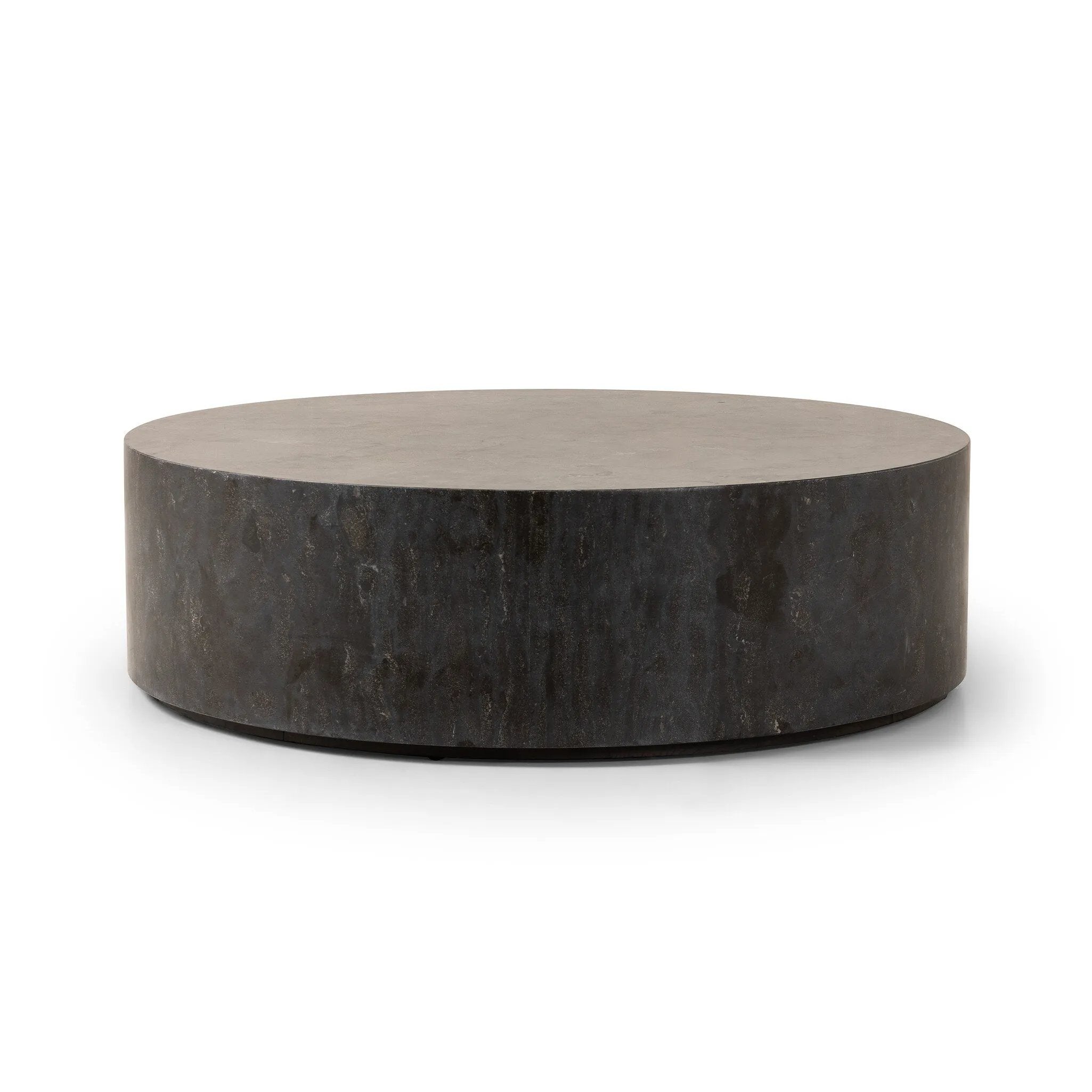 Featuring Kramer Bluestone Coffee Table by Four Hands at Amethyst Home. A cylinder-shaped coffee tables brings a shapely look to the living room. Made from natural polished bluestone for an organic look and feel.Collection: HughesColors: BluestoneMaterials: Bluestone ,Poplar Plywood Weight: 266.76 lbs. Amethyst Home provides interior design, new home construction design consulting, vintage area rugs, and lighting in the Portland metro area.