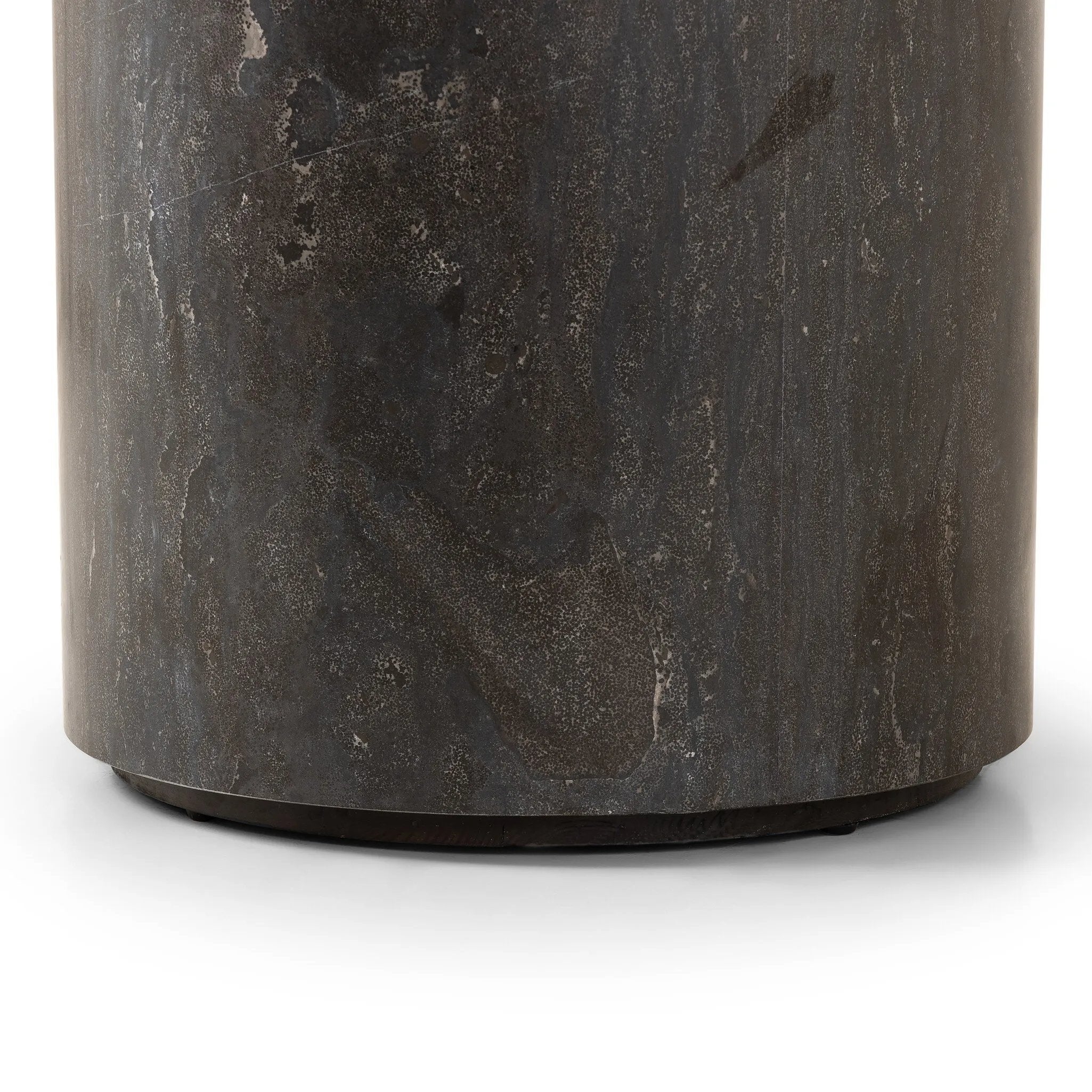 Featuring Kramer Bluestone End Table by Four Hands at Amethyst Home. A cylinder-shaped end tables brings an organic look to the living room. Made from natural polished bluestone.Collection: HughesColors: BluestoneMaterials: Bluestone ,Poplar Plywood Weight: 110.23 lbs. Amethyst Home provides interior design, new home construction design consulting, vintage area rugs, and lighting in the Scottsdale metro area.