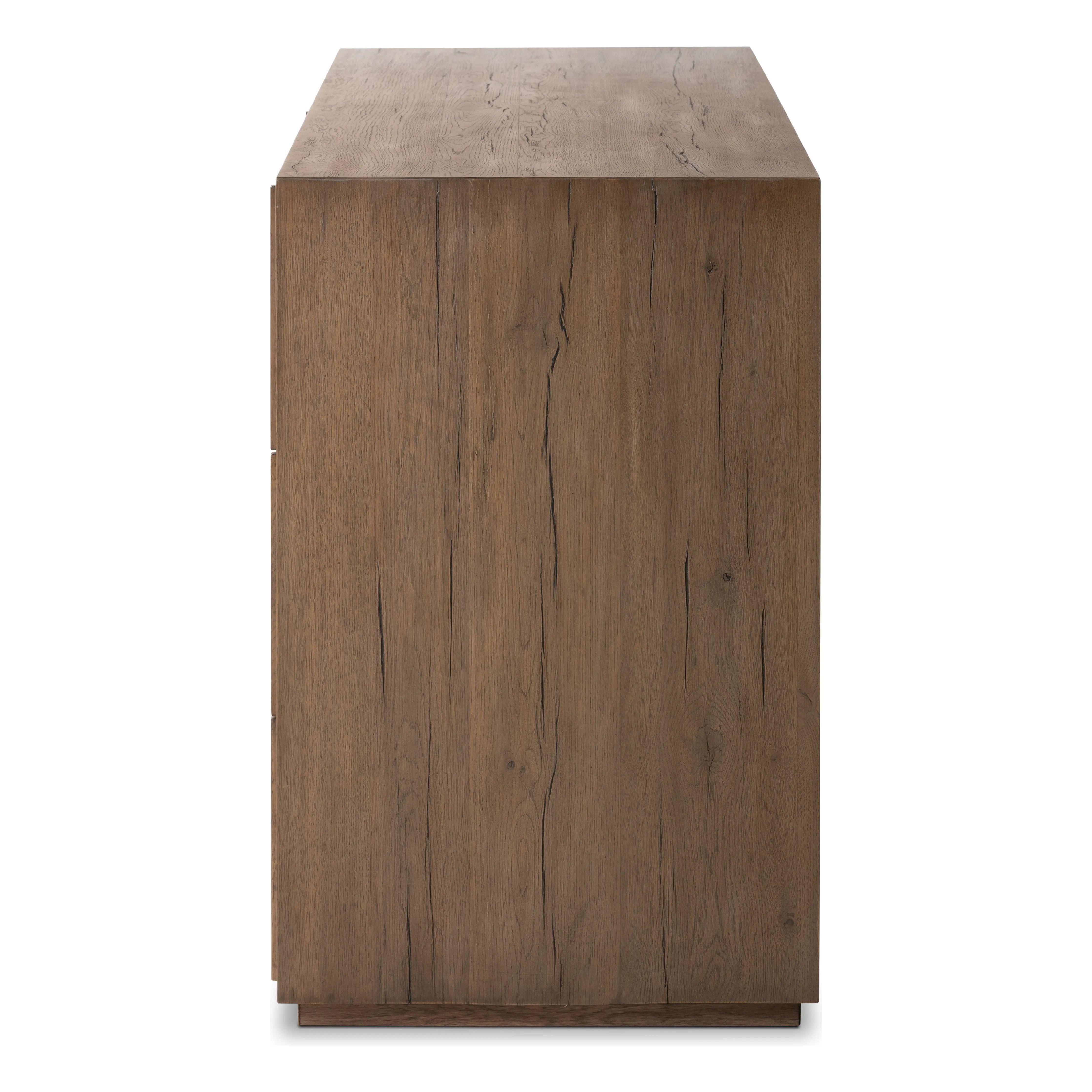 Featuring Leo Rustic Grey 6 Drawer Dresser by Four Hands at Amethyst Home. Designed by Thomas Bina and Ronald Sasson, a design partnership blending both modern minimalist and Brazilian influences. Crafted from solid oak, this clean-lined dresser features vertical reed detailing on the drawer fronts with wooden pull detailing on the outer edges. Drawers are. Amethyst Home provides interior design, new home construction design consulting, vintage area rugs, and lighting in the Des Moines metro area.