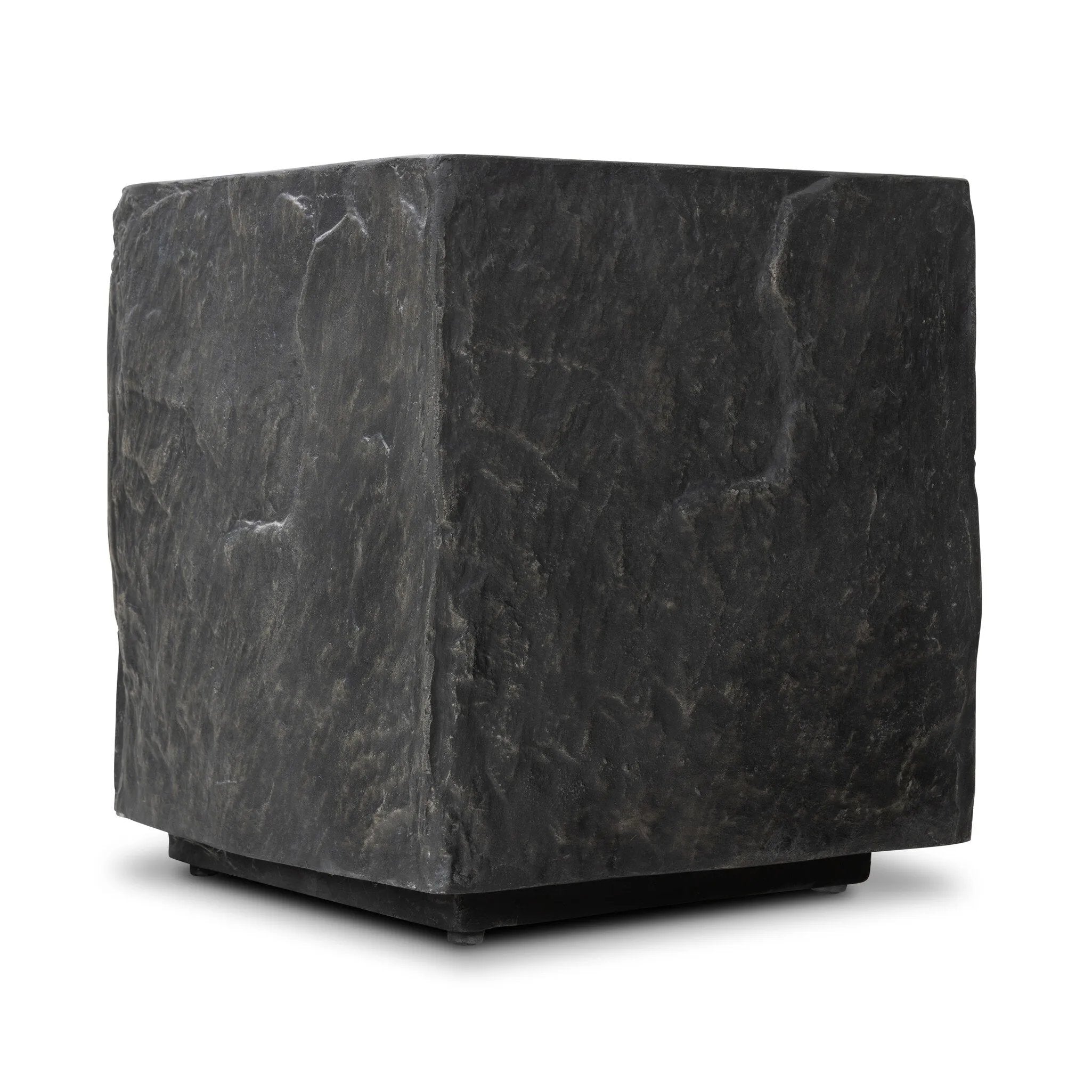 Featuring Lucius Smooth Black Concrete End Table by Four Hands at Amethyst Home. Cast black concrete features heavily textured sides that resemble natural slate, paired with a smoothed tabletop.Collection: ChandlerColors: Smooth Black Concrete ,Textured Black ConcreteMaterials: Concrete Weight: 52.91 lbs. Amethyst Home provides interior design, new home construction design consulting, vintage area rugs, and lighting in the Laguna Beach metro area.