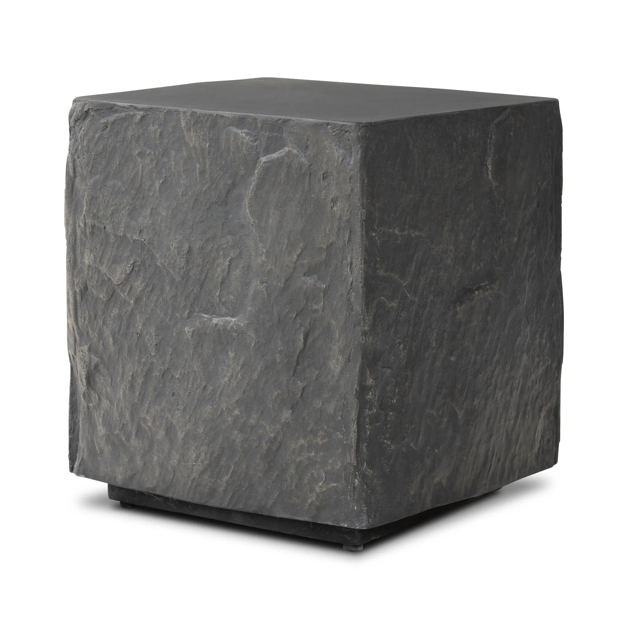 Featuring Lucius Smooth Black Concrete End Table by Four Hands at Amethyst Home. Cast black concrete features heavily textured sides that resemble natural slate, paired with a smoothed tabletop.Collection: ChandlerColors: Smooth Black Concrete ,Textured Black ConcreteMaterials: Concrete Weight: 52.91 lbs. Amethyst Home provides interior design, new home construction design consulting, vintage area rugs, and lighting in the Newport Beach metro area.