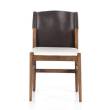 Featuring Lulu Espresso Leather Armless Dining Chair by Four Hands at Amethyst Home. Sleek, streamlined seating with a midcentury vibe. Lulu Espresso Leather Armless Dining Chair features a sling leather seatback and a faux shearling seat in liquid-repellent performance fabric. Frame and legs made of solid ash wood. Performance fabrics are specially created to withstand spills, stains,. Amethyst Home provides interior design services, furniture, rugs, and lighting in the Salt Lake City metro area.