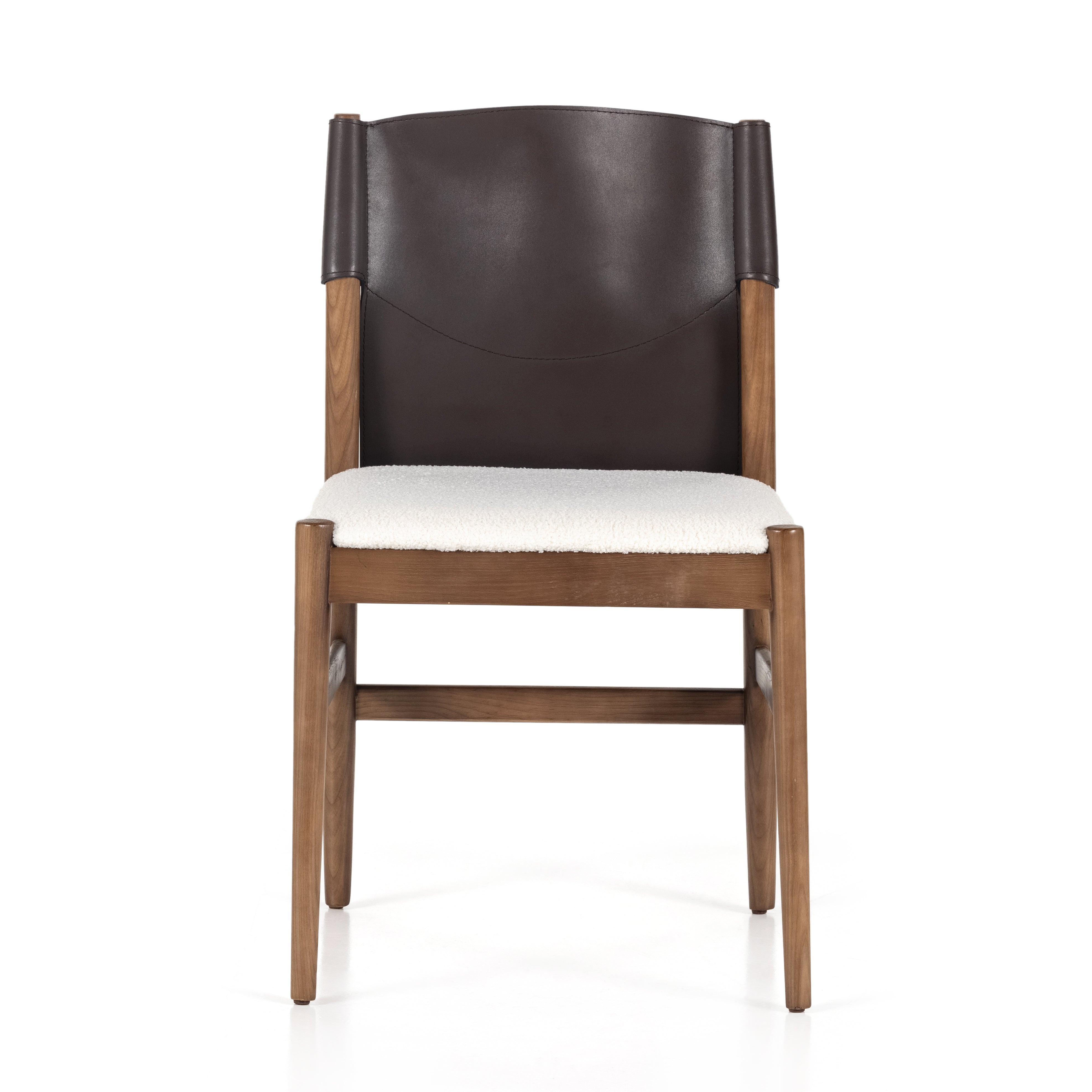 Featuring Lulu Espresso Leather Armless Dining Chair by Four Hands at Amethyst Home. Sleek, streamlined seating with a midcentury vibe. Lulu Espresso Leather Armless Dining Chair features a sling leather seatback and a faux shearling seat in liquid-repellent performance fabric. Frame and legs made of solid ash wood. Performance fabrics are specially created to withstand spills, stains,. Amethyst Home provides interior design services, furniture, rugs, and lighting in the Salt Lake City metro area.