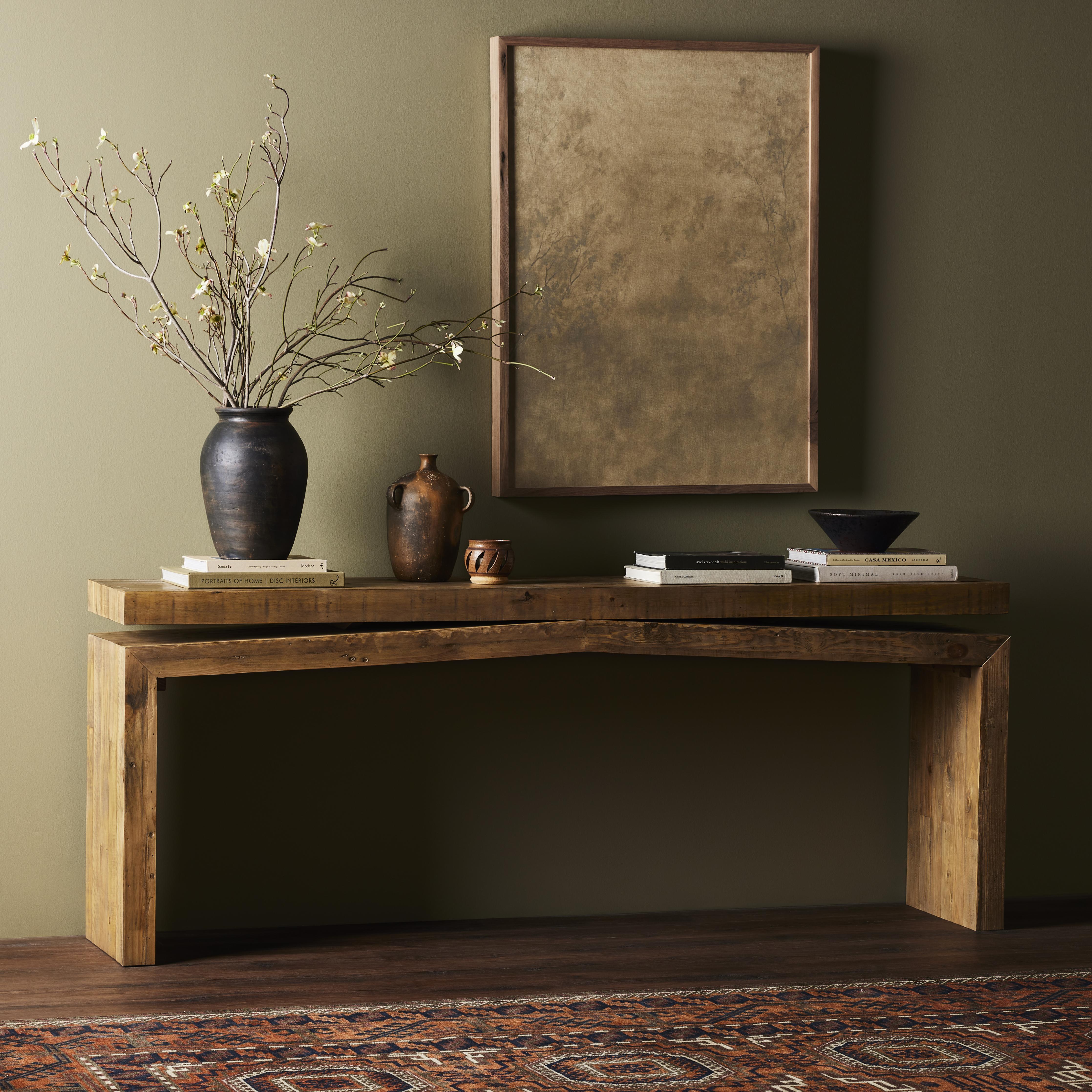 Featuring Matthes Sierra Rustic Natural Console Table by Four Hands at Amethyst Home. Simple and streamlined to showcase natural beauty. Mixed reclaimed woods fashion a modern media console, for an open look with organic vibes.
Size: 79"w x 15"d x 31"hColors: Sierra Rustic NaturalMaterials: Solid Reclaimed PineWeight: 71 lbsClearance from Floor: 23.25"D. Amethyst Home provides interior design, new home construction design consulting, vintage area rugs, and lighting in the Winter Garden metro area.