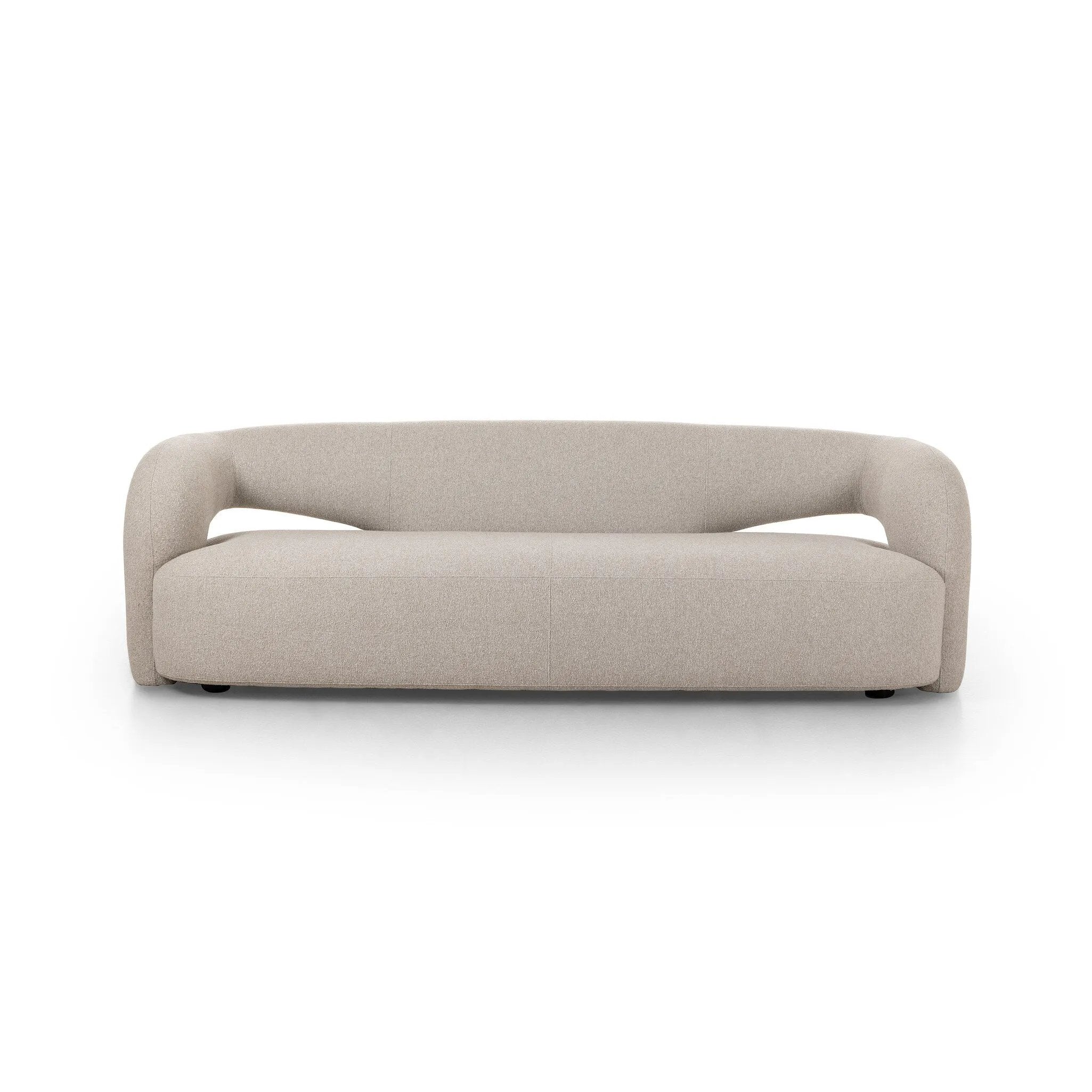 Featuring Mazie Crete Pebble Sofa by Four Hands at Amethyst Home. A fluid play on seating. This statement making sofa features subtle cutouts on the back with plush arms that hug the bench seat. Upholstered in a tight, wool-like textile for a polished look.
Overall Dimensions: 35.0" L x 95.5 " W x 28.5" H
Collection: GraysonColors: Crete PebbleMaterials: 1. Amethyst Home provides interior design, new home construction design consulting, vintage area rugs, and lighting in the Washington metro area.