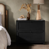 Featuring Millie Drifted Matte Black Nightstand by Four Hands at Amethyst Home. The Millie Drifted Matte Black Nightstand is perfect for adding a touch of modern charm to your home. With its drifted matte black veneer, solid parawood and iron accents, this nightstand brings a sophisticated style to any bedroom. Plus, the antique pewter and drifted oak color. Amethyst Home provides interior design, new home construction design consulting, vintage area rugs, and lighting in the Calabasas metro area.