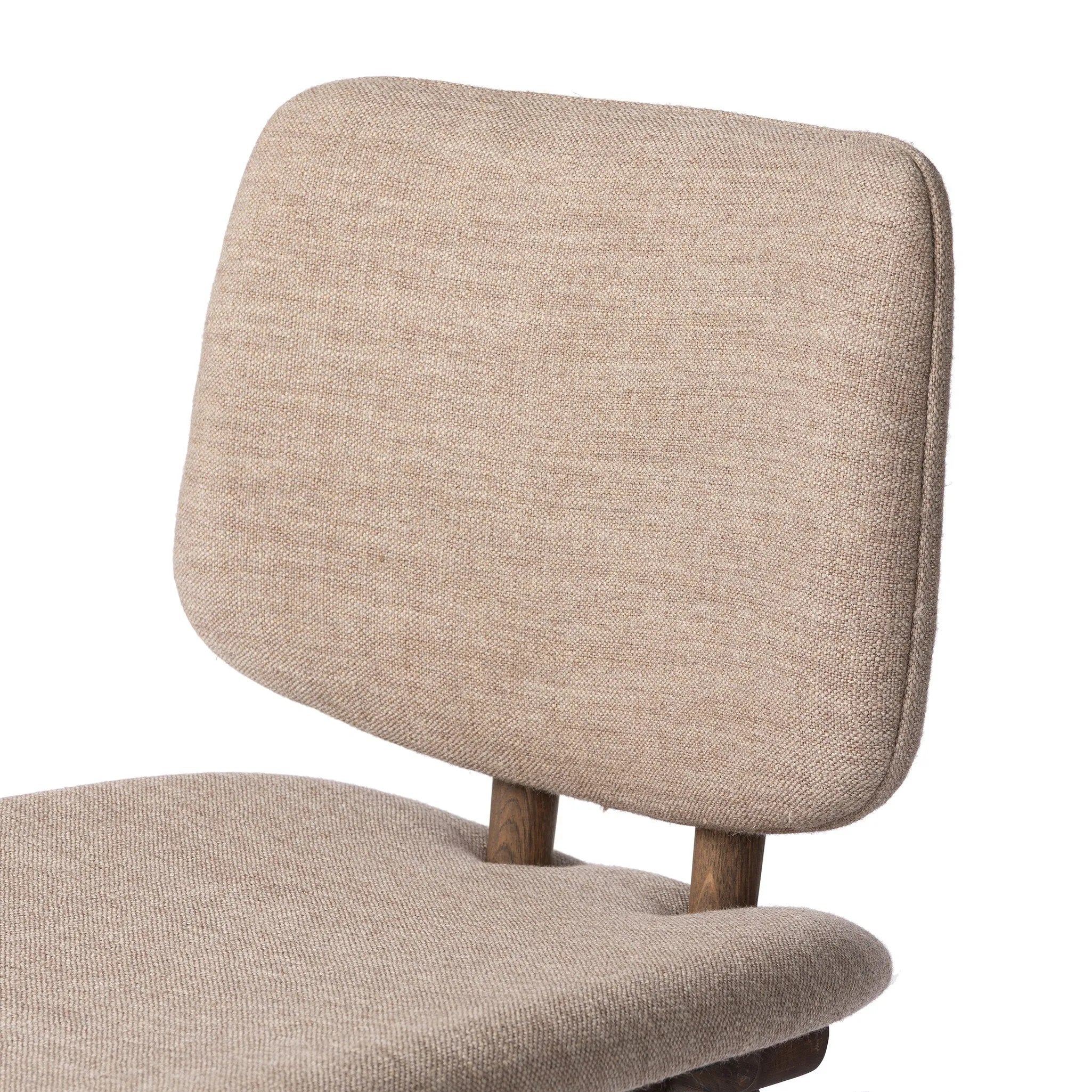 Featuring Montague Alcala Fawn Dining Chair by Four Hands at Amethyst Home. A textbook midcentury design with upholstered molded cushions pair style and comfort in one dining chair. Alternating joint positions add an unexpected architectural element to the piece. Performance fabrics are specially created to withstand spills, stains, high traffic and wear, ensu. Amethyst Home provides interior design, new home construction design consulting, vintage area rugs, and lighting in the Austin metro area.