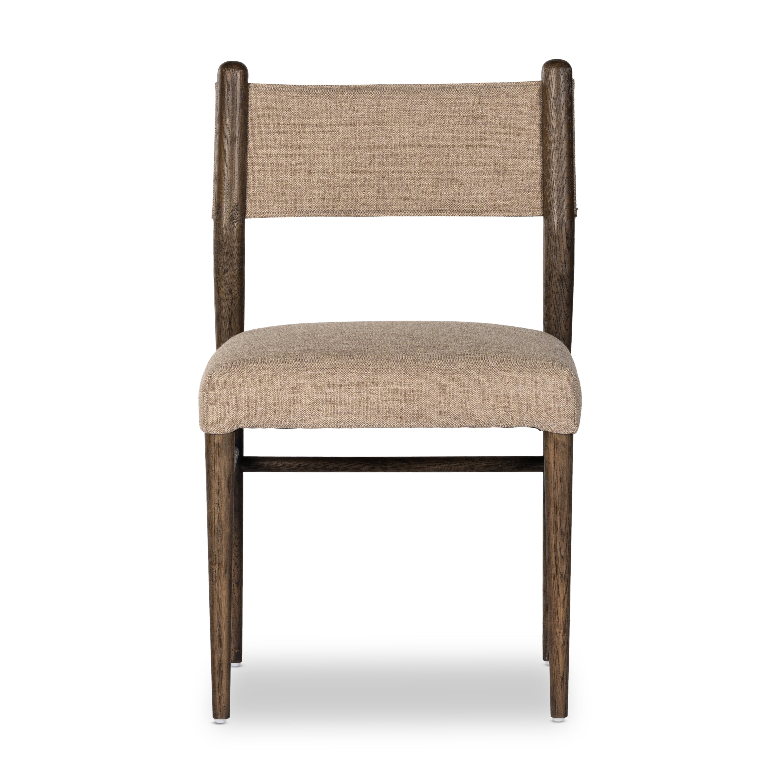 Featuring Morena Dining Chair by Four Hands at Amethyst Home. Mixed materials place a modern twist on the sling-back dining chair. A solid oak frame forms rounded dowel legs for a touch of traditionalism, with performance fabric perfect for everyday dining.
Overall Dimensions: 20"W x 22"L x 34"HColors: Alcala Fawn , Warm OakMaterials: 70%Pl, 20%Vi, 10%Li , Solid OakWeight: 13.23S. Amethyst Home provides interior design, new construction, custom furniture and area rugs in the Los Angeles metro area