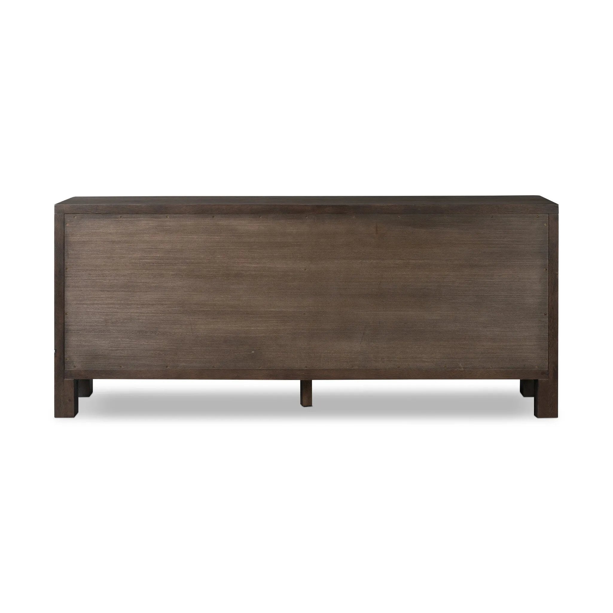 Featuring Noeline Smoked Black Oak Veneer 6 Drawer Dresser by Four Hands at Amethyst Home. Topped with a thick plank of solid oak, this extra-wide dresser blends modern lines and warm character with six roomy drawers, slightly curved corners, and solid square legs. Seamless drawer fronts have a push-latch mechanism. Made from solid oak and veneer in a s. Amethyst Home provides interior design, new home construction design consulting, vintage area rugs, and lighting in the Winter Garden metro area.