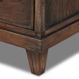 Featuring Odette Antique Belgium Bleach Marble Nightstand by Four Hands at Amethyst Home. Capturing the charm of vintage French storage, this solid mango wood nightstand stands tall with a polished marble top and softened ogee edges. Three spacious drawers are fitted with classic brass-button hardware. Natural marks and cracks are characteristic of the r. Amethyst Home provides interior design, new home construction design consulting, vintage area rugs, and lighting in the Laguna Beach metro area.