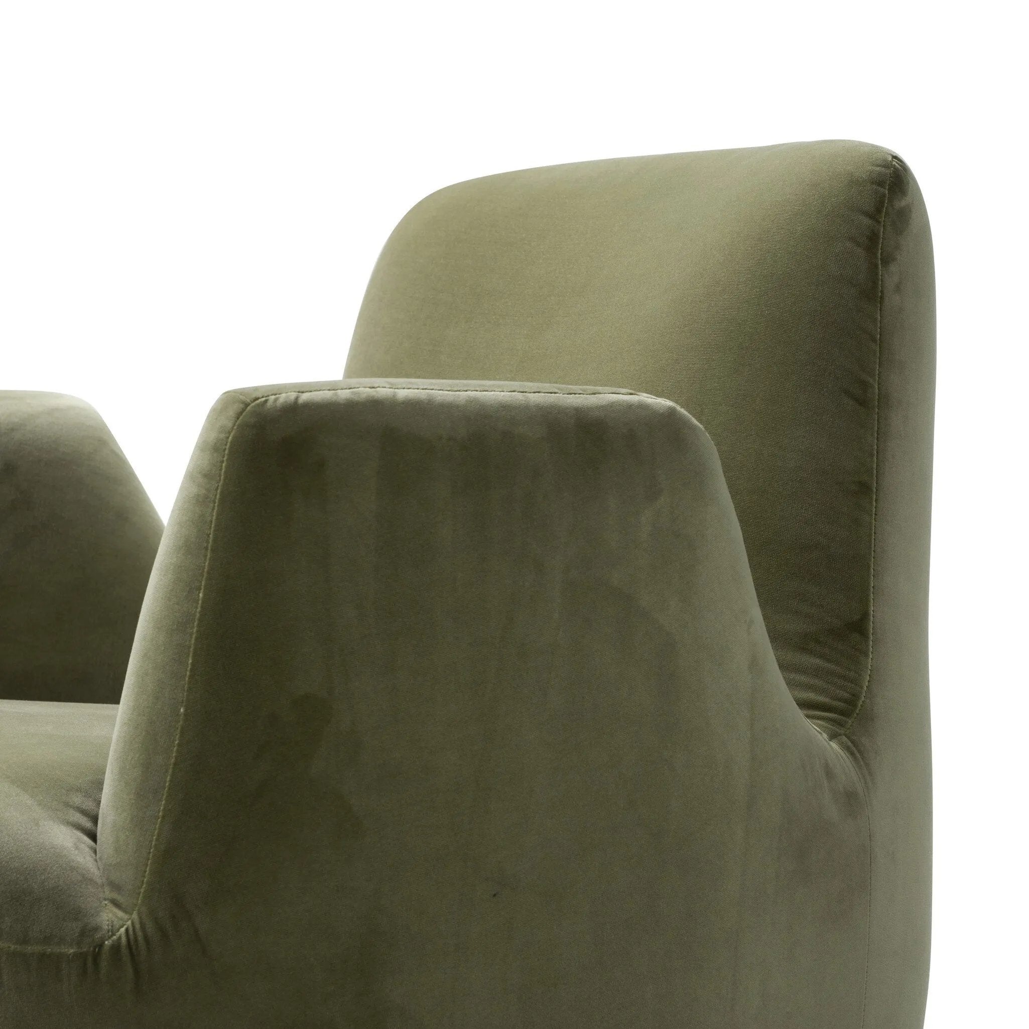 Featuring Reed Sapphire Sage Accent Swivel Chair by Four Hands at Amethyst Home. The angular cutouts and tapered sides give this 360-degree swivel a geometric update. A modern take on a retro look, the chair's spring suspension and sage velvet make it a truly transitional piece. Note that the velvet's hue will appear to change depending on the light.
Col. Amethyst Home provides interior design, new home construction design consulting, vintage area rugs, and lighting in the Laguna Beach metro area.