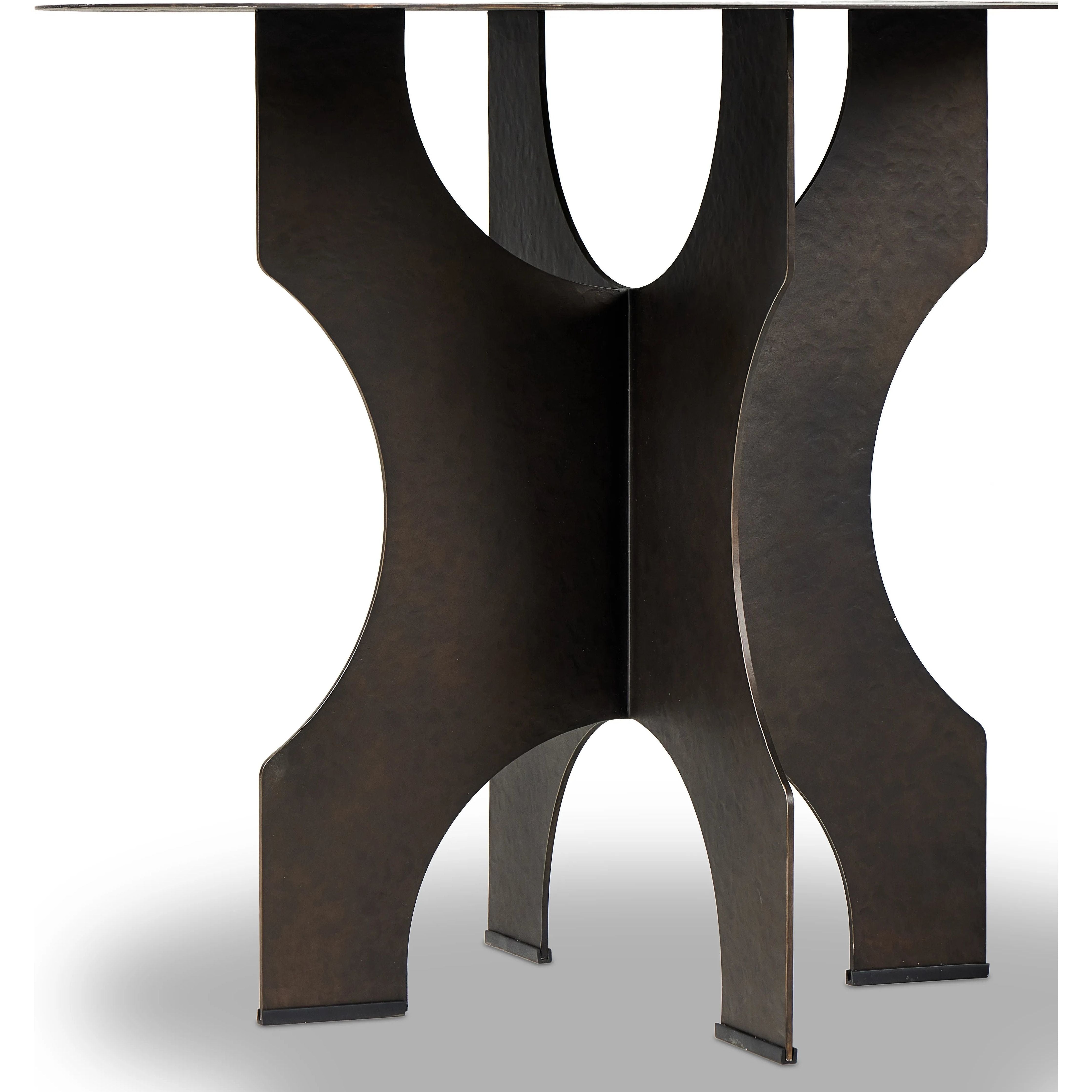 Featuring Round Bronze Side Table In Solid Iron by Four Hands at Amethyst Home. By the makers at Van Thiel, known for their antique-inspired pieces and hand-applied finishes. Solid iron with a textured bronze finish forms this unique, structured end table with industrial vibes.Overall Dimensions: 35.5"W x 35.5"L x 30"H
Collection: Van ThielColors: Bronze H. Amethyst Home provides interior design, new home construction design consulting, vintage area rugs, and lighting in the Scottsdale metro area.