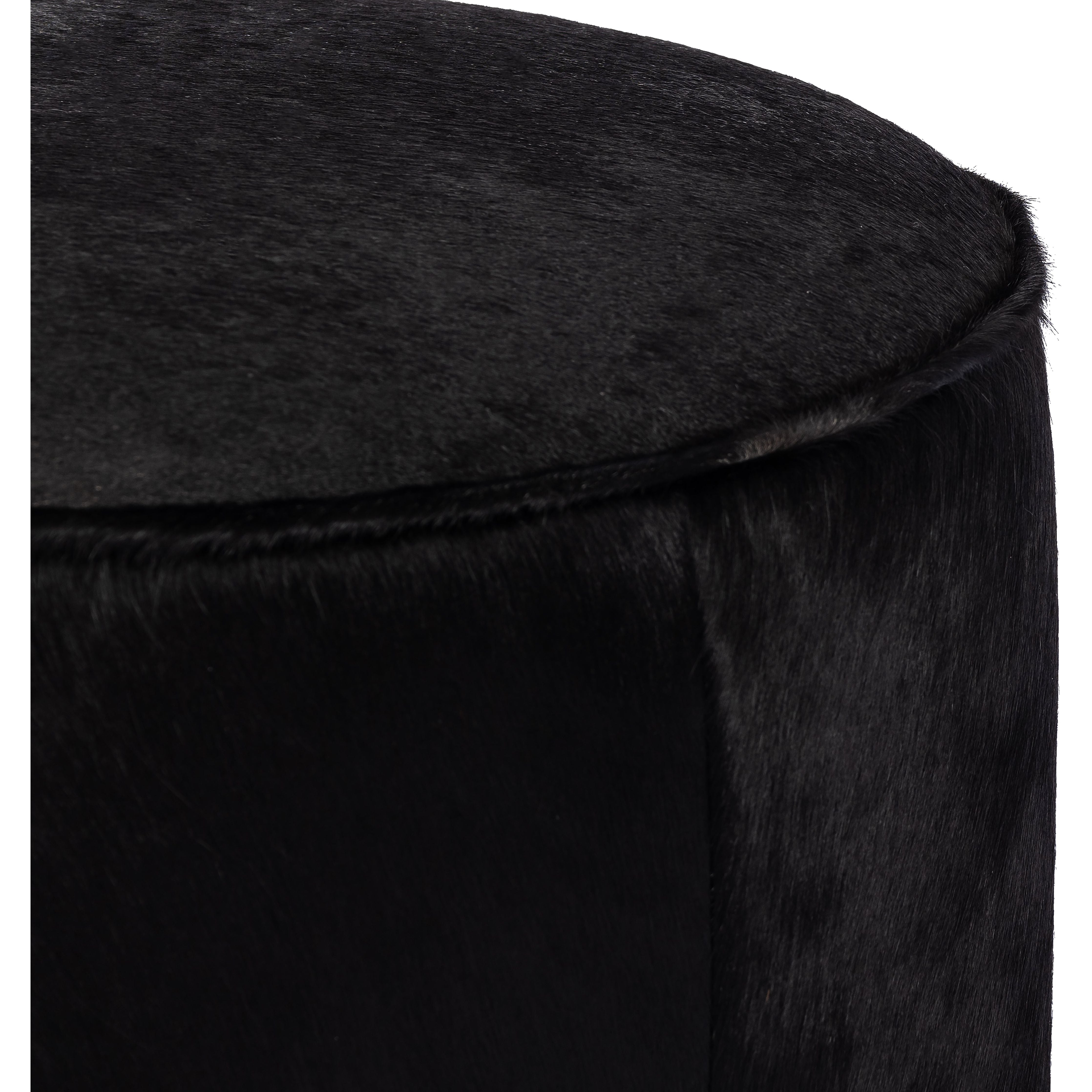 Featuring Sinclair Dark Hair On Hide Round Ottoman by Four Hands at Amethyst Home. This round ottoman can be placed just about anywhere, bringing with it a hip retro vibe. Covered in soft and luminous black hair-on hide, which is naturally warm and textural with authentic highlights.
Overall Dimensions: 22"W x 22"L x 18.50"H
Collection: WestgateColors: Sienna Brown ,Black Hair On Hid. Amethyst Home provides interior design, new construction, custom furniture, and area rugs in the Omaha metro area.