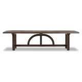 Featuring Arch Dining Table by Four Hands at Amethyst Home. Dark brown-finished pine shapes a beautifully arched harvest table. Seats 12. Beautiful pine with a timeless and durable aesthetic.Overall Dimensions: 44"W x 120"L x 30"HClearance from Floor: 4.75"Distance Between Legs (Front to Back): 18.25"Distance Between Legs (Side to Side): 84.50"Overhang: 13.. Amethyst Home provides interior design, new home construction design consulting, vintage area rugs, and lighting in the Park City metro area.