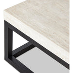 Featuring The Travertine Rectangular Coffee Table by Four Hands at Amethyst Home. Airy while substantial, for an intriguing balance of scale. Bronzed iron forms an open, angular frame for a rectangular tabletop of solid white travertine. By the makers at Van Thiel, known for their antique-inspired pieces and hand-applied finishes.Overall Dimensions: 33"W x 67"L. Amethyst Home provides interior design, new home construction design consulting, vintage area rugs, and lighting in the Tampa metro area.