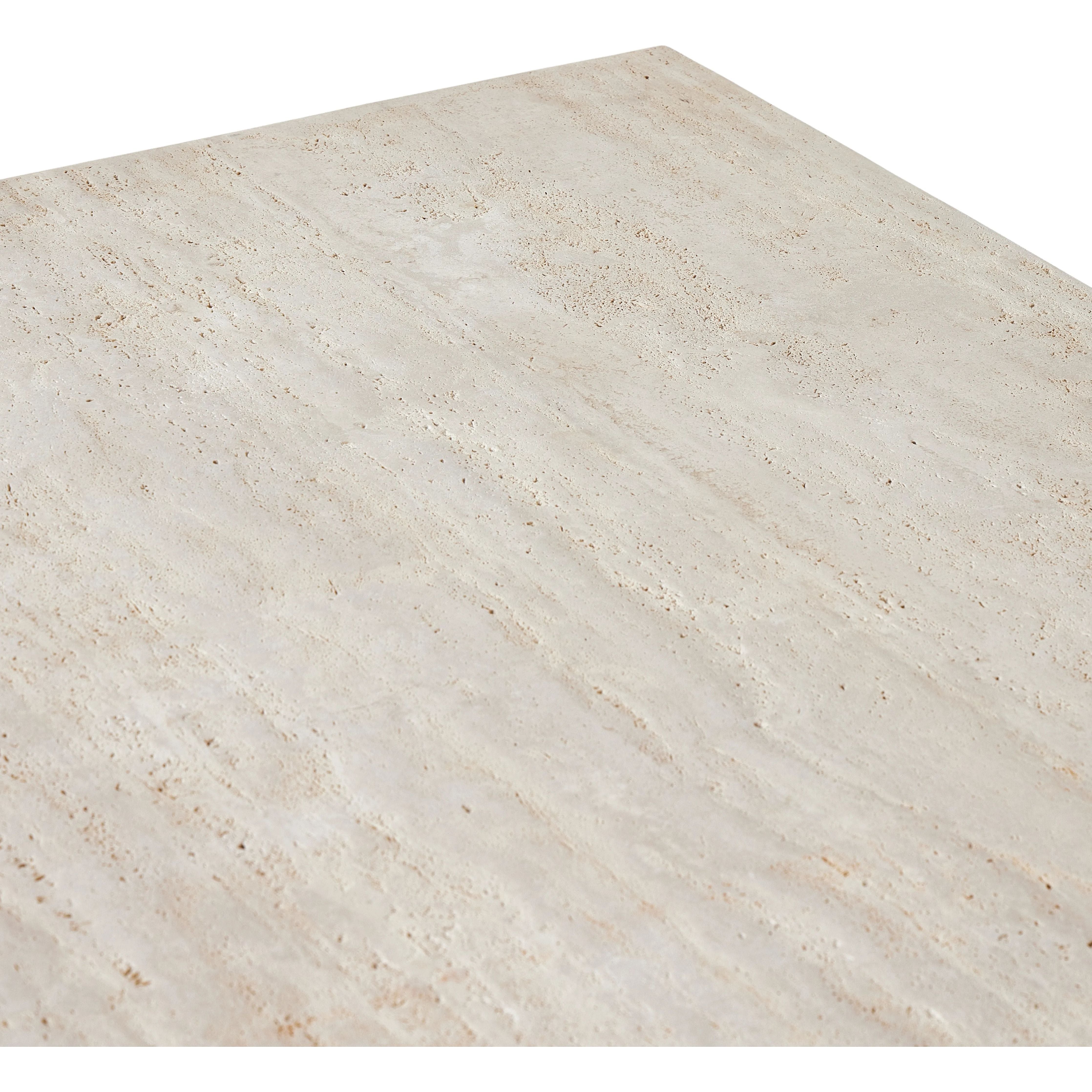 Featuring The Travertine Rectangular Coffee Table by Four Hands at Amethyst Home. Airy while substantial, for an intriguing balance of scale. Bronzed iron forms an open, angular frame for a rectangular tabletop of solid white travertine. By the makers at Van Thiel, known for their antique-inspired pieces and hand-applied finishes.Overall Dimensions: 33"W x. Amethyst Home provides interior design, new home construction design consulting, vintage area rugs, and lighting in the Washington metro area.