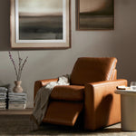 Featuring Tillery Sonoma Butterscotch Motion Chair by Four Hands at Amethyst Home. A modern take on the traditional recliner chair. Customize your comfort level with the push of hidden buttons with pieces in our Power Motion collection. Recliner features a slightly higher seat and backrest, low, sleek arms, and a motion footrest. Plush feather-blend cushions c. Amethyst Home provides interior design, new home construction design consulting, vintage area rugs, and lighting in the Dallas metro area.