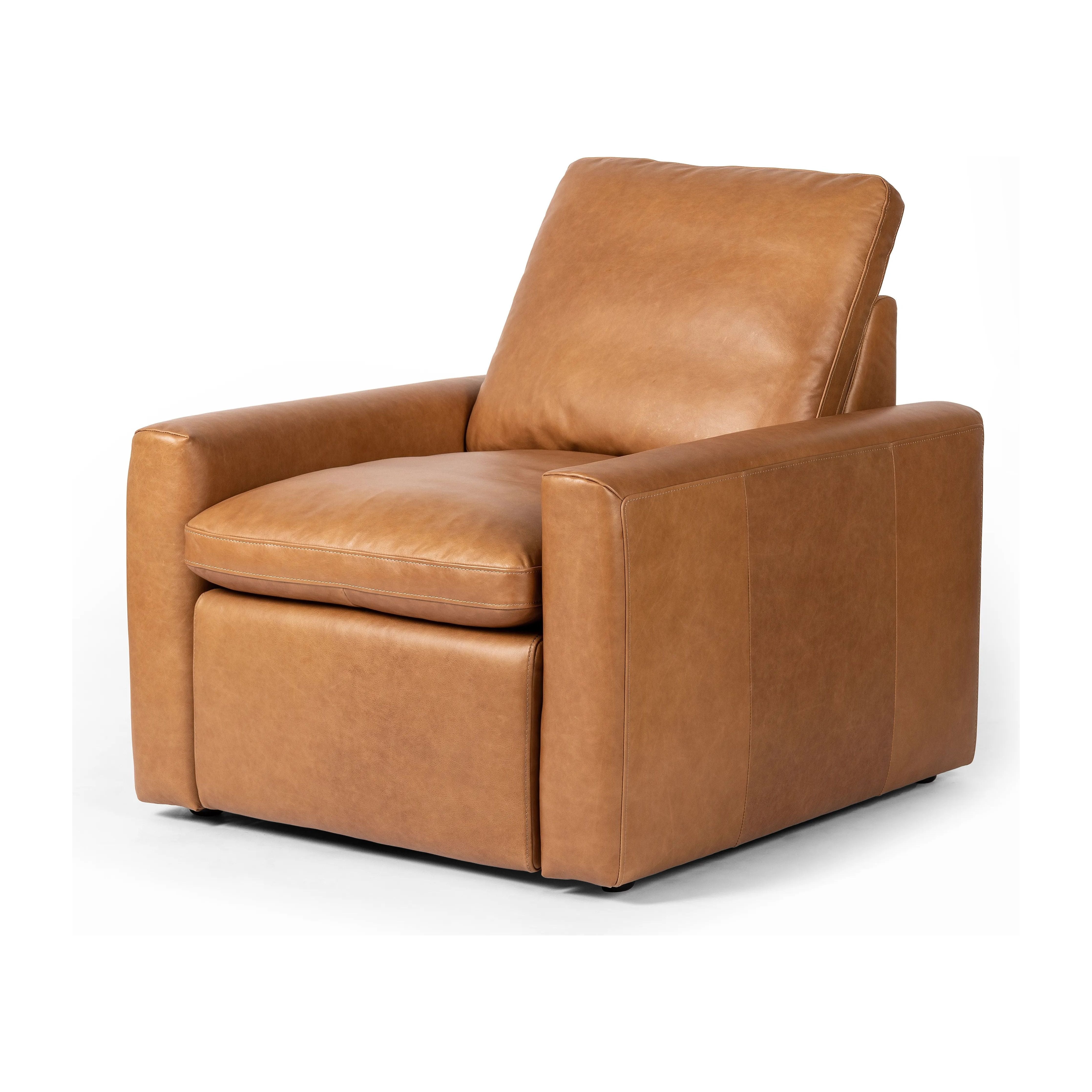 Featuring Tillery Sonoma Butterscotch Motion Chair by Four Hands at Amethyst Home. A modern take on the traditional recliner chair. Customize your comfort level with the push of hidden buttons with pieces in our Power Motion collection. Recliner features a slightly higher seat and backrest, low, sleek arms, and a motion footrest. Plush feather-blend cushions cr. Amethyst Home provides interior design, new home construction design consulting, vintage area rugs, and lighting in the Omaha metro area.