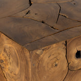 Featuring Tomlin Outdoor End Table by Four Hands at Amethyst Home. A unique layering piece - indoors or out. Made from laminated teak root with miter joinery, a simply shaped end table offers organic vibes and plenty of natural movement. Tables will vary from piece to piece, reflective of natural materials. Joint expansion may grow visible over time. Cover or store indoors during i. Amethyst Home provides interior design, new construction, custom furniture and area rugs in the San Diego metro area