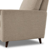 Featuring Wallen Nova Taupe Recliner by Four Hands at Amethyst Home. A midcentury-inspired recliner gets an update with subtle curves throughout. Designed with a hidden push-back reclining functionality and feather fiber blend cushioning, including a loose back cushion. Performance fabrics are specially created to withstand spills, stains, high traffic and wear. Amethyst Home provides interior design, new home construction design consulting, vintage area rugs, and lighting in the Tampa metro area.