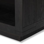 Featuring Warby Worn Black Oak Nightstand by Four Hands at Amethyst Home. Solid acacia shapes a streamlined box-style nightstand, with lap joint corners for a detail-driven touch. Finished with smooth, push-latch drawer glides.Collection: BennettColors: Worn Black Oak ,Worn Black VeneerMaterials: Solid Oak ,Thick Oak Veneer Weight: 94.8 lbs. Amethyst Home provides interior design, new home construction design consulting, vintage area rugs, and lighting in the San Diego metro area.