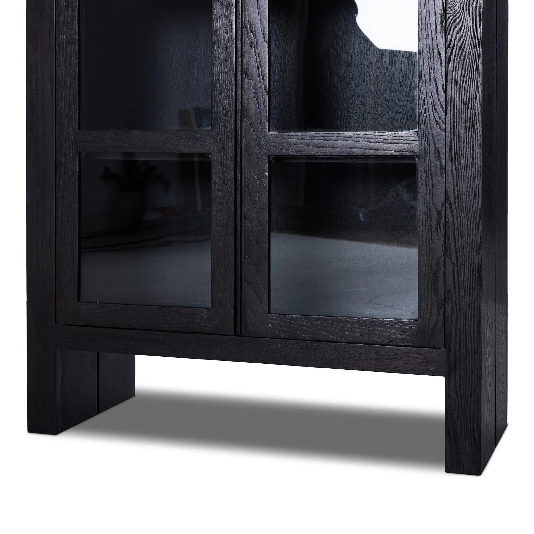 Featuring Warby Worn Black Cabinet by Four Hands at Amethyst Home. This minimal-inspired bookcase is crafted from a mix of solid oak and worn black veneer. Featuring glass-front doors and spacious shelves for storage and display.
Overall Dimensions: 18.0" L x 42.0" W x 94.0" H
Collection: BennettColors: Worn Black Veneer, Worn Black OakMaterials: Thick Oak. Amethyst Home provides interior design, new home construction design consulting, vintage area rugs, and lighting in the Alpharetta metro area.