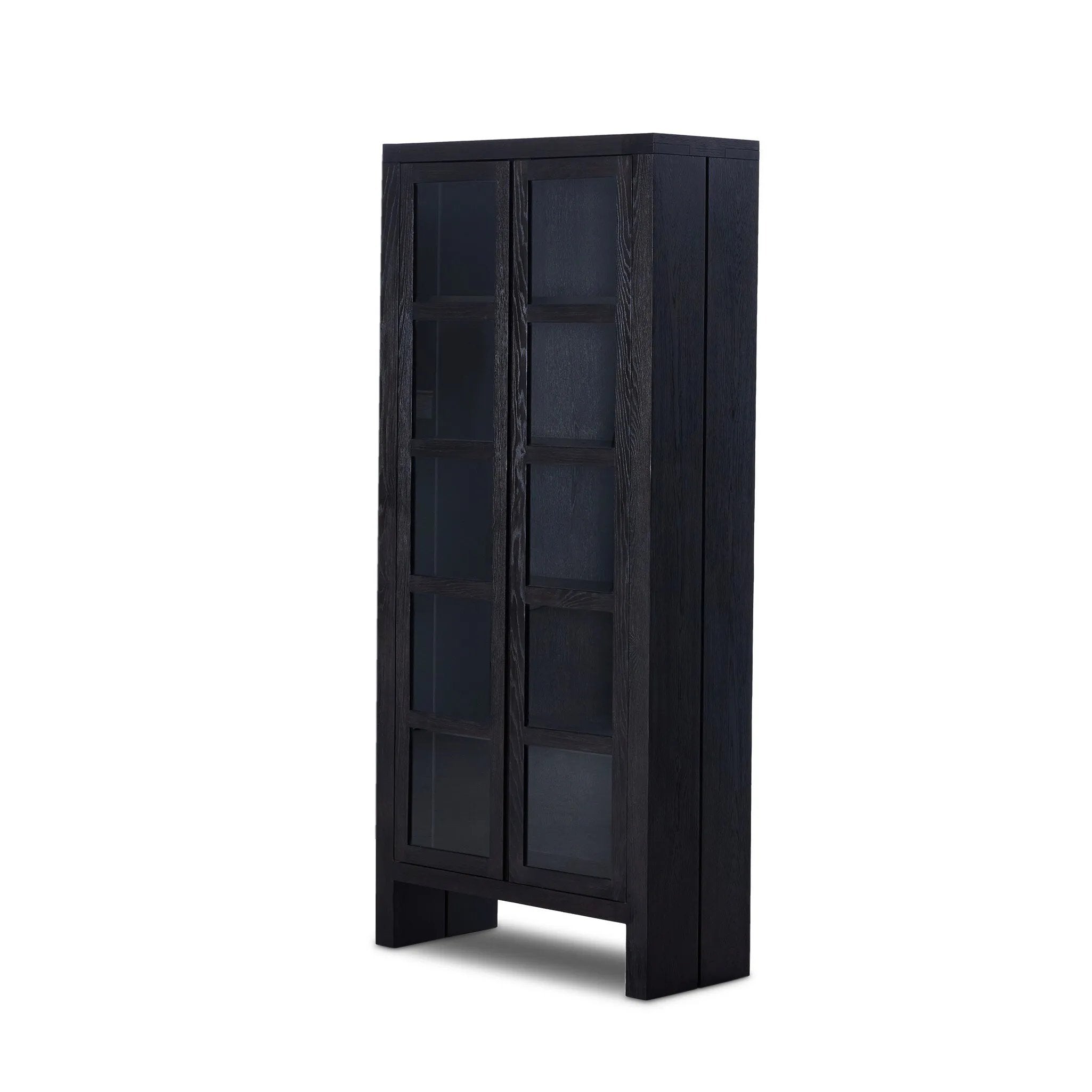 Featuring Warby Worn Black Cabinet by Four Hands at Amethyst Home. This minimal-inspired bookcase is crafted from a mix of solid oak and worn black veneer. Featuring glass-front doors and spacious shelves for storage and display.
Overall Dimensions: 18.0" L x 42.0" W x 94.0" H
Collection: BennettColors: Worn Black Veneer, Worn Black OakMaterials: Thick Oak . Amethyst Home provides interior design, new home construction design consulting, vintage area rugs, and lighting in the Calabasas metro area.